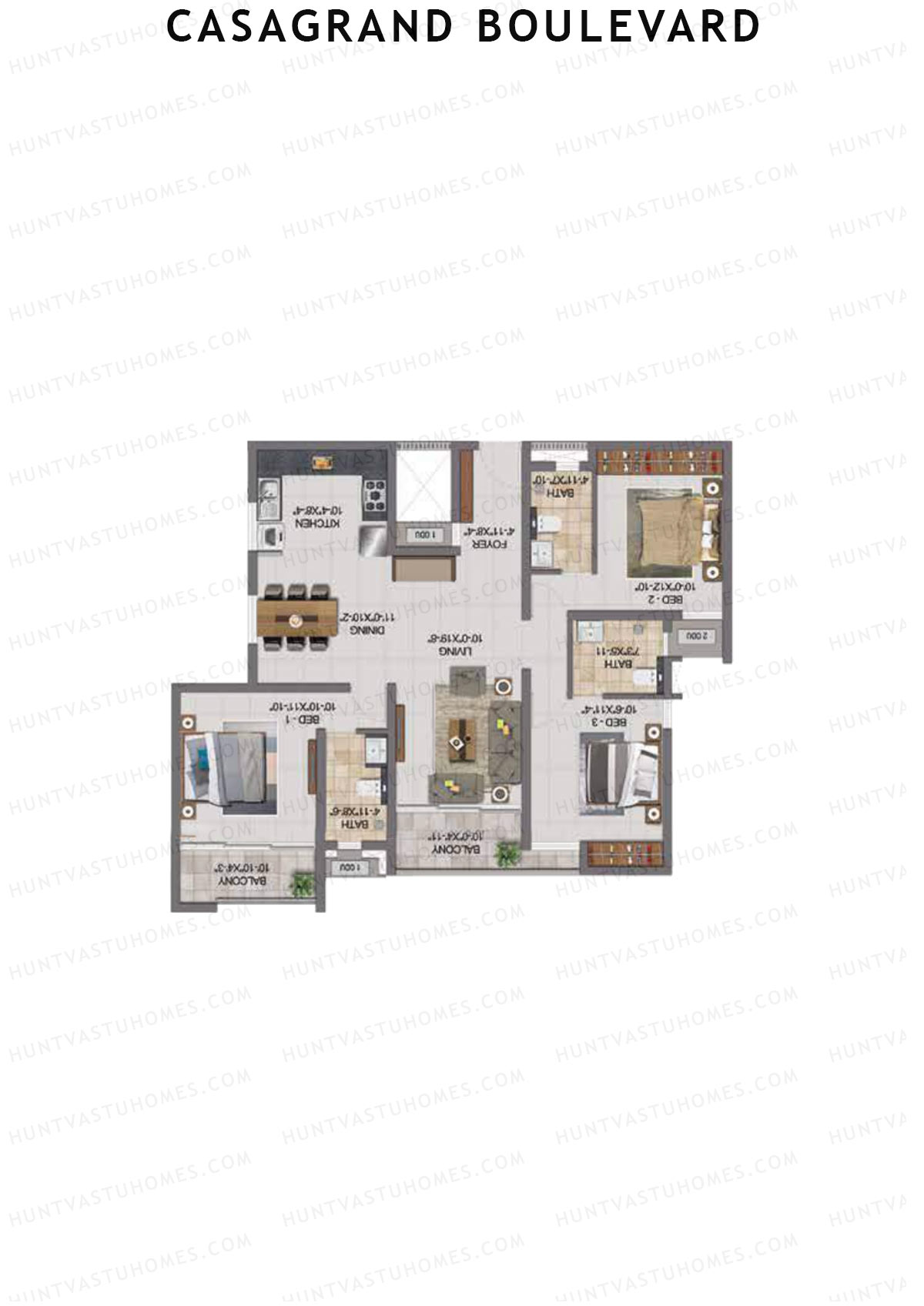 Casagrand Boulevard Wing A Unit D1 Floor Plan