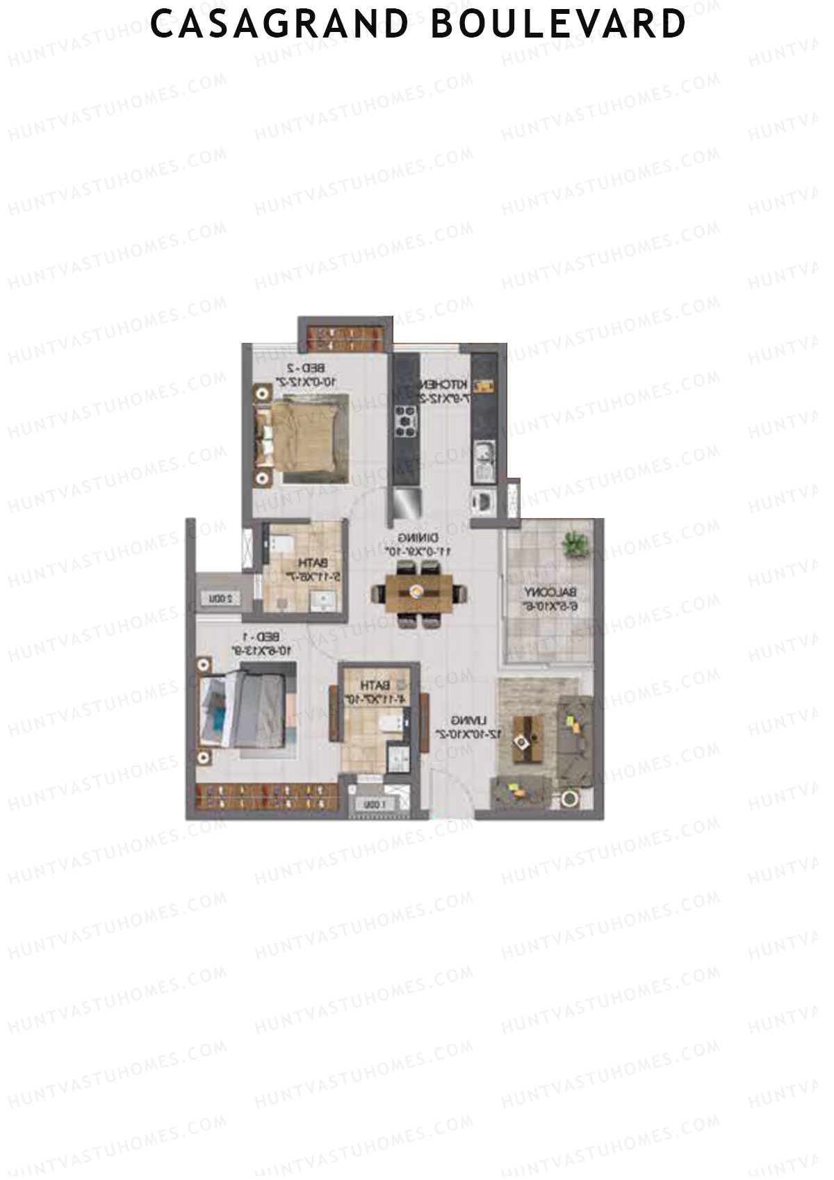 Casagrand Boulevard Wing A Unit D2 Floor Plan