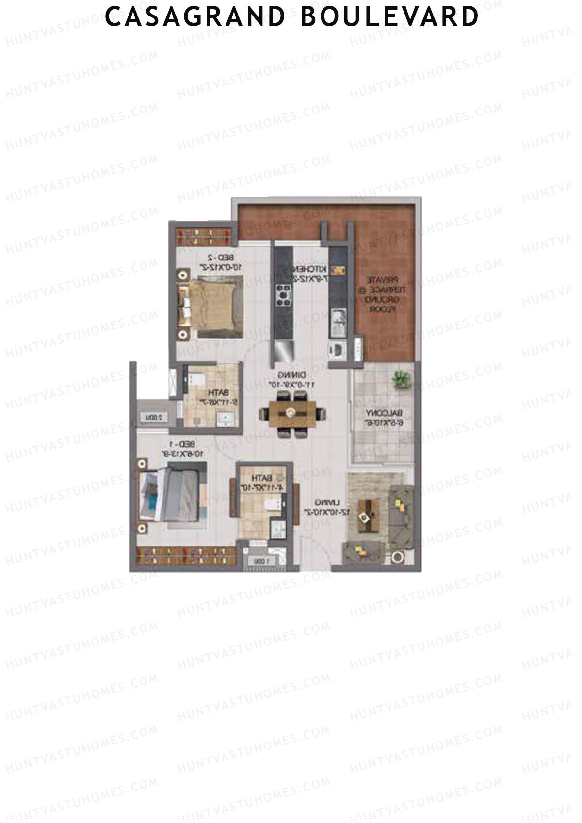 Casagrand Boulevard Wing A Unit D3 Floor Plan