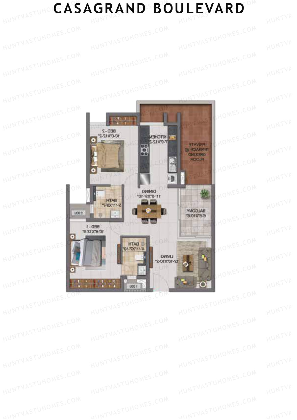 Casagrand Boulevard Wing A Unit D5 Floor Plan