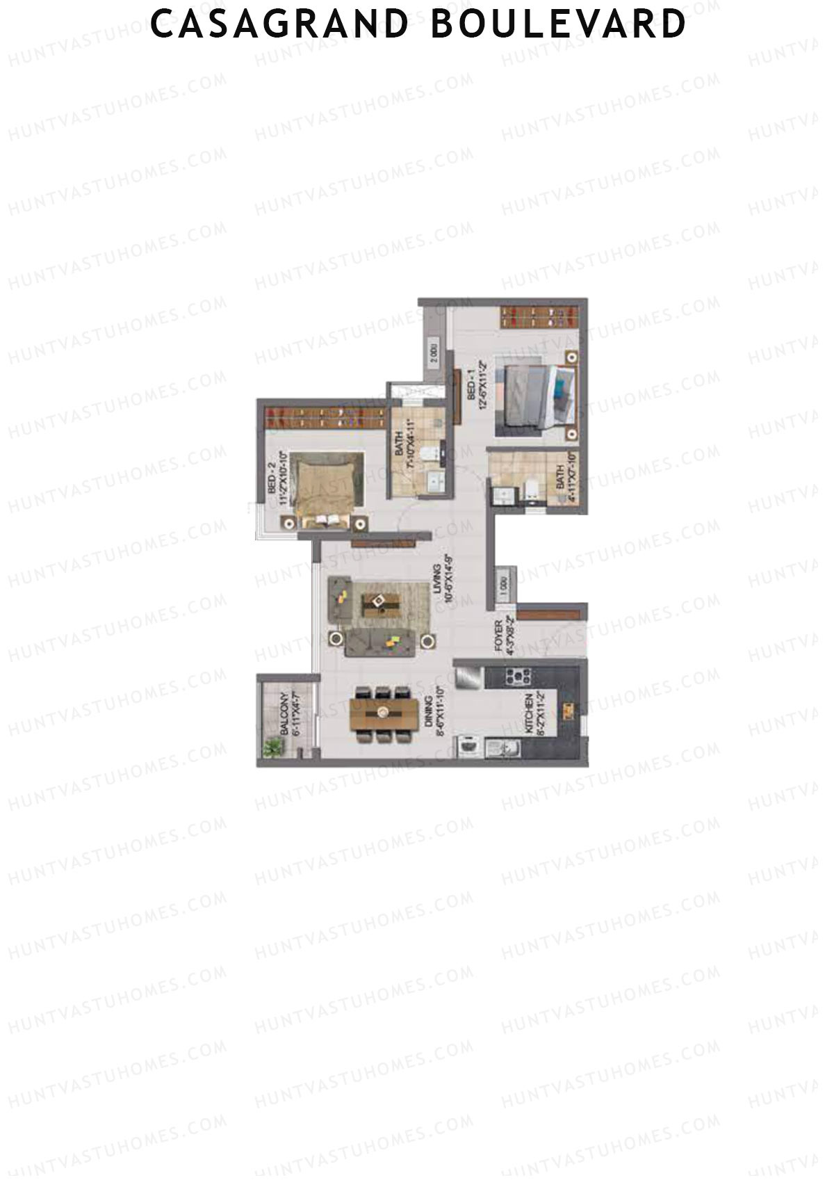 Casagrand Boulevard Wing A Unit D9 Floor Plan