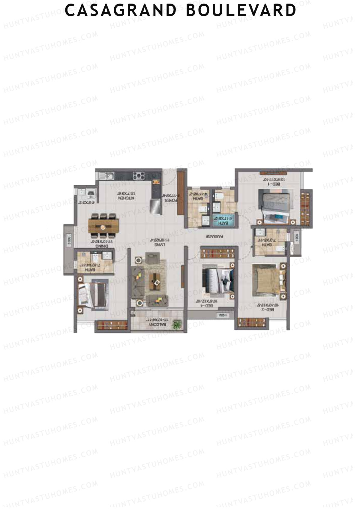 Casagrand Boulevard Wing A Unit E10 Floor Plan