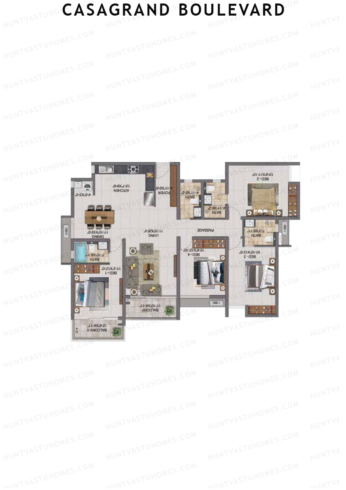 Casagrand Boulevard Wing A Unit E10 Floor Plan