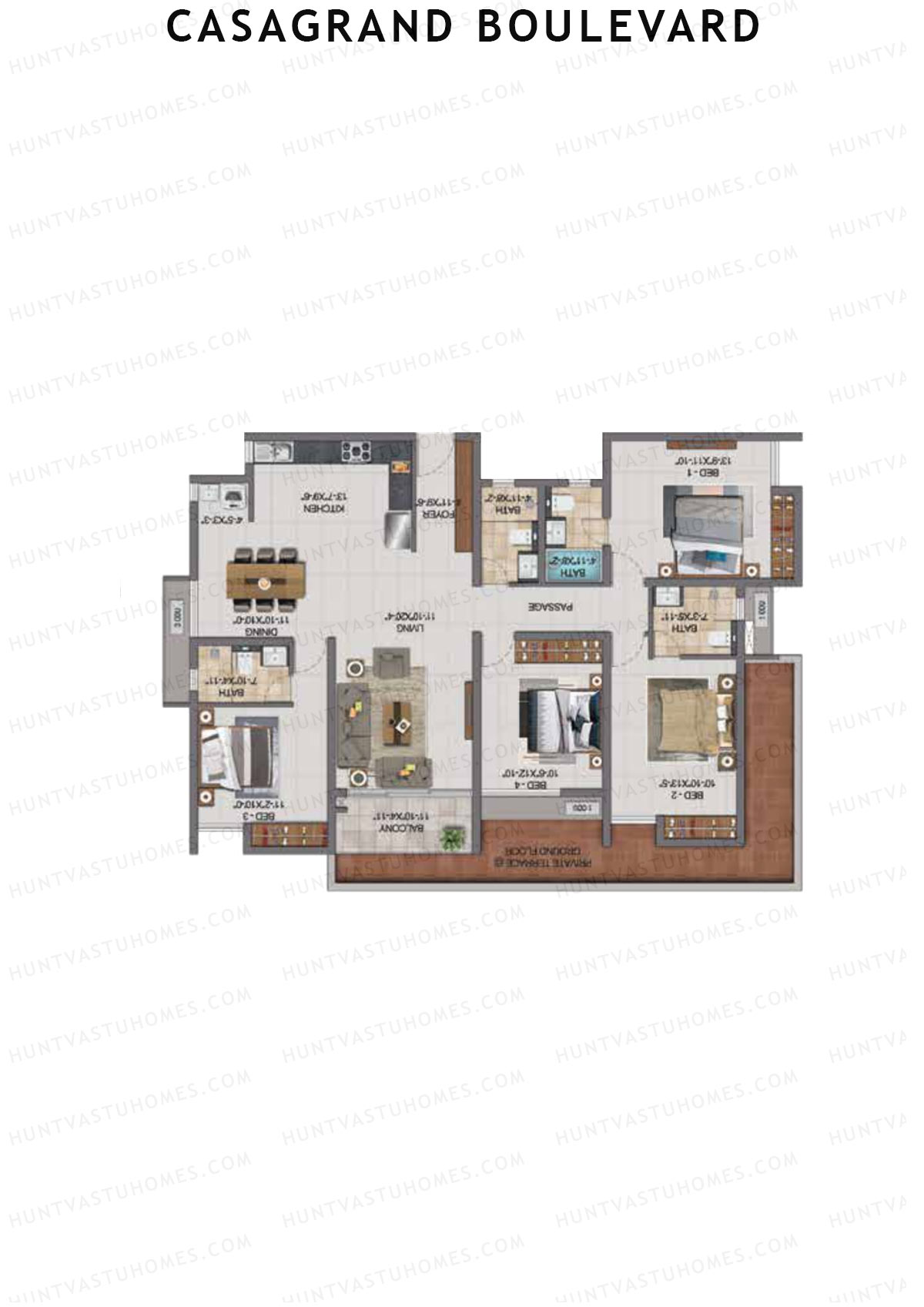 Casagrand Boulevard Wing A Unit E10 Floor Plan