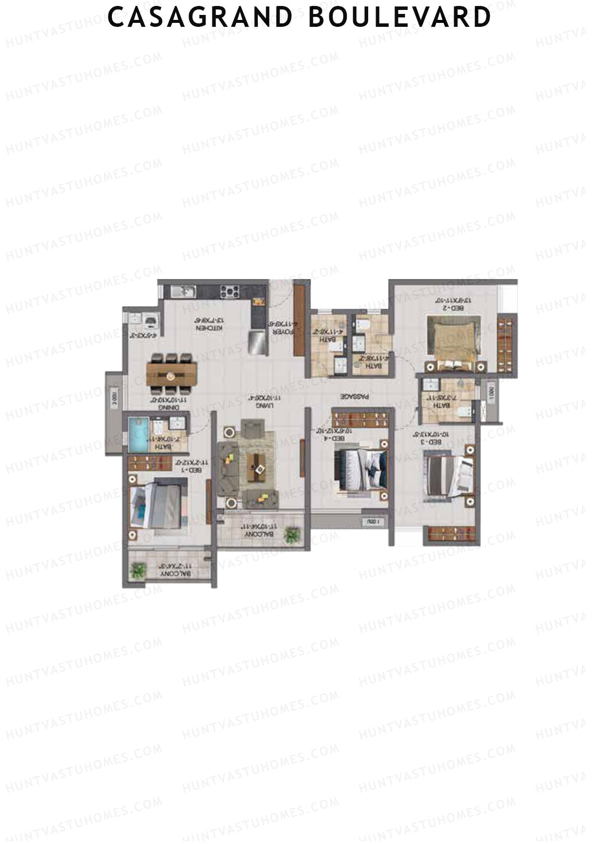 Casagrand Boulevard Wing A Unit E10 Floor Plan