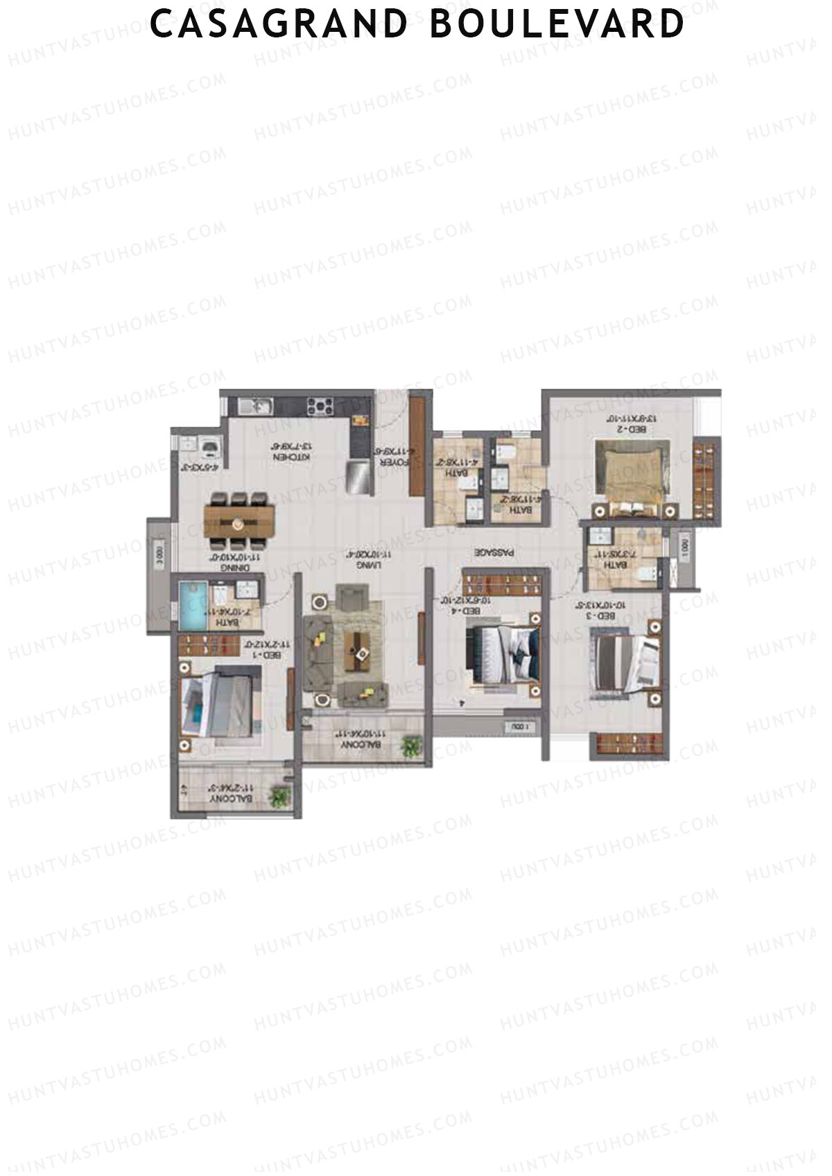 Casagrand Boulevard Wing A Unit E10 Floor Plan