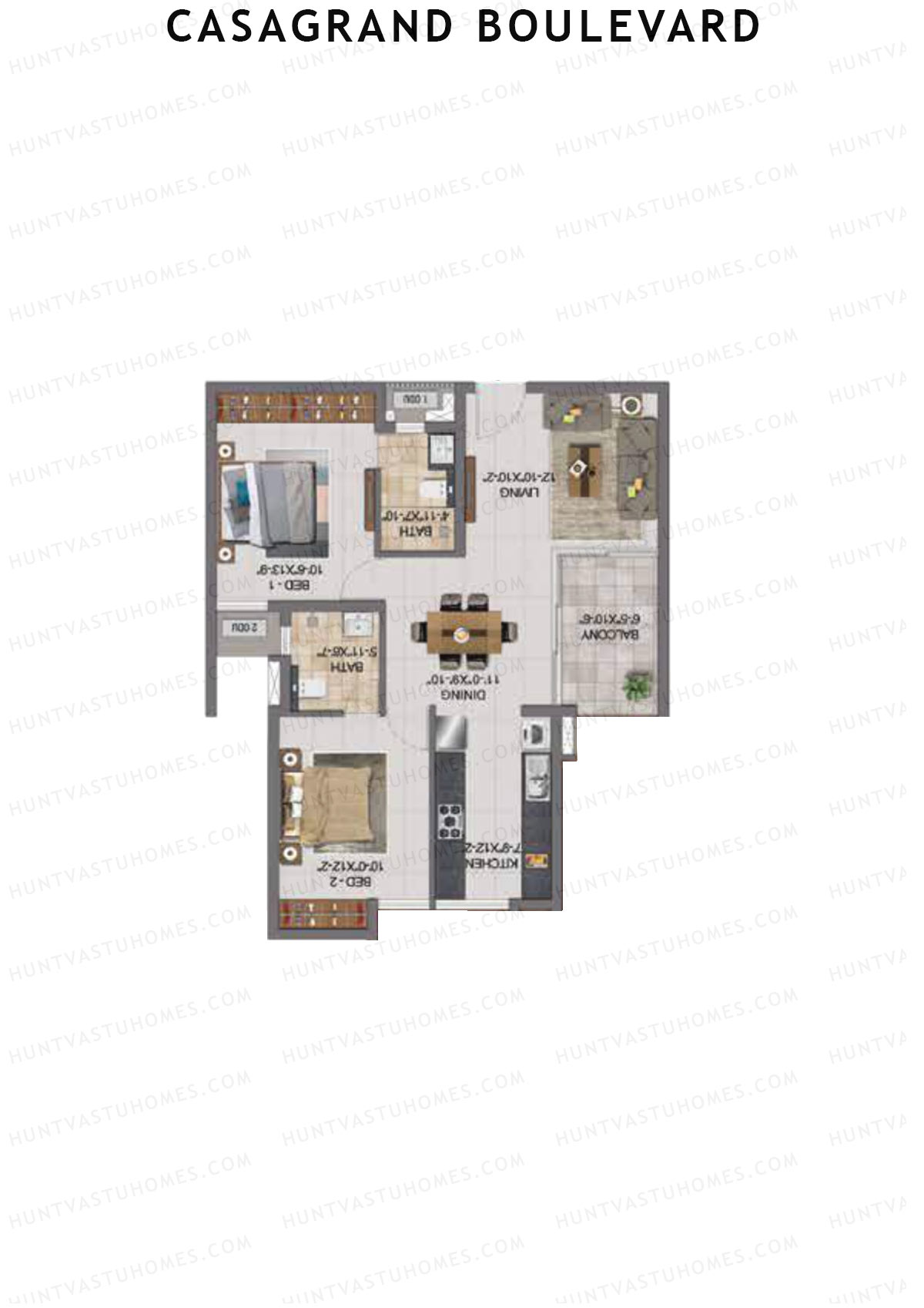 Casagrand Boulevard Wing A Unit E15 Floor Plan