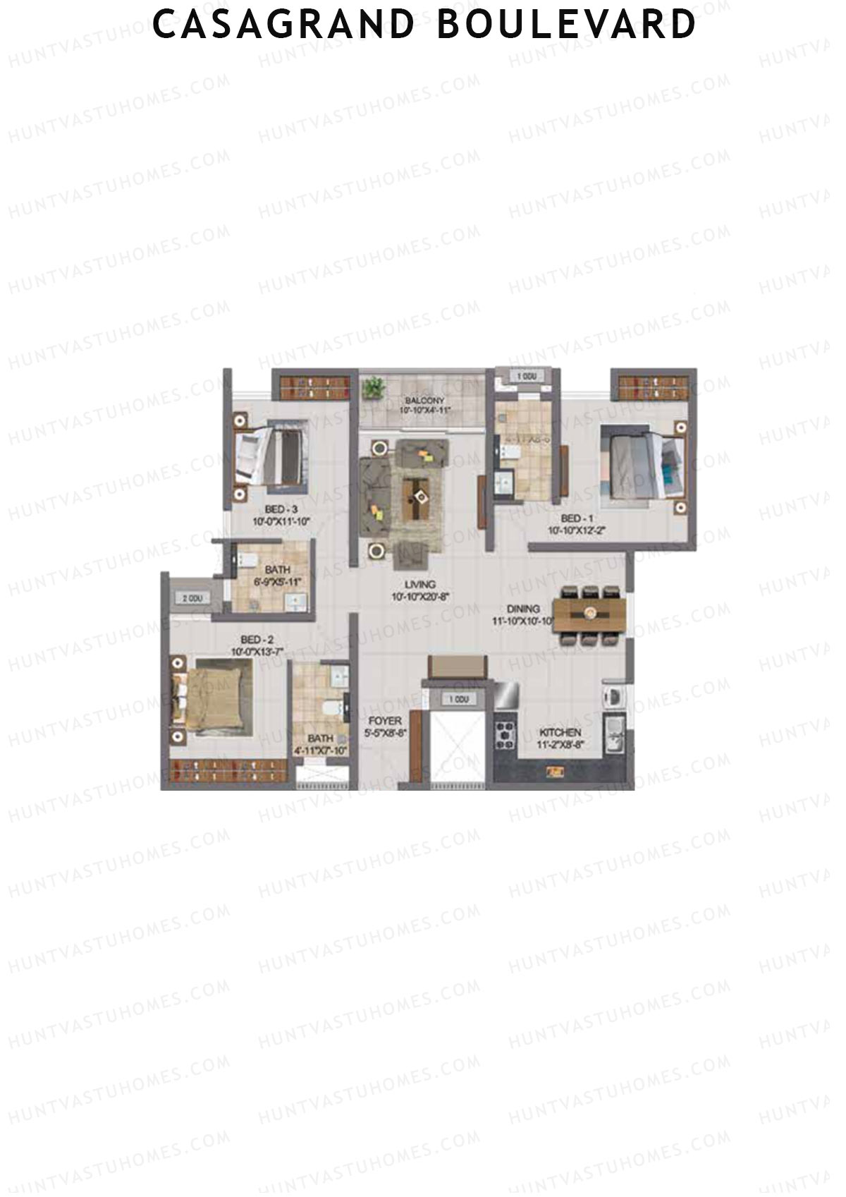 Casagrand Boulevard Wing A Unit F12 Floor Plan