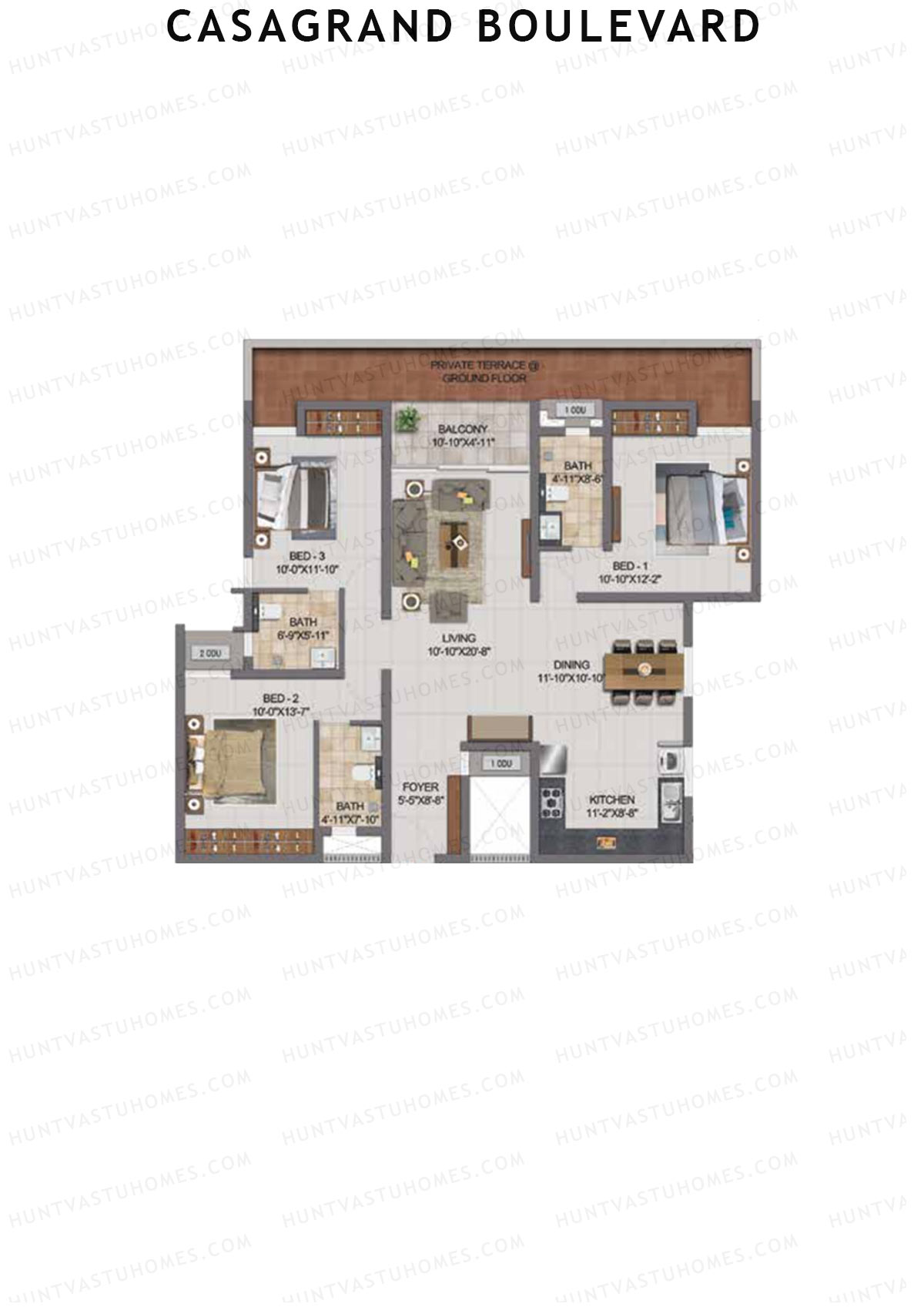 Casagrand Boulevard Wing A Unit F12 Floor Plan