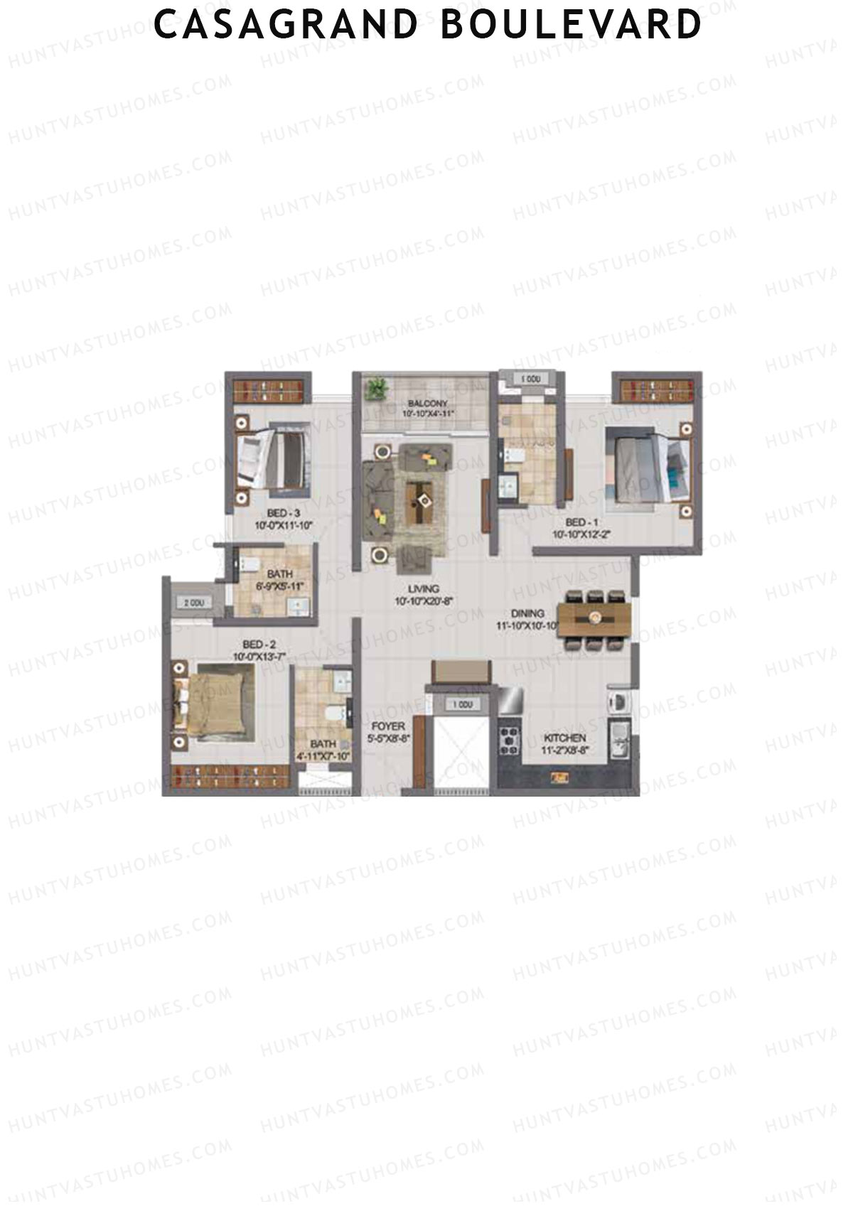 Casagrand Boulevard Wing A Unit F12 Floor Plan
