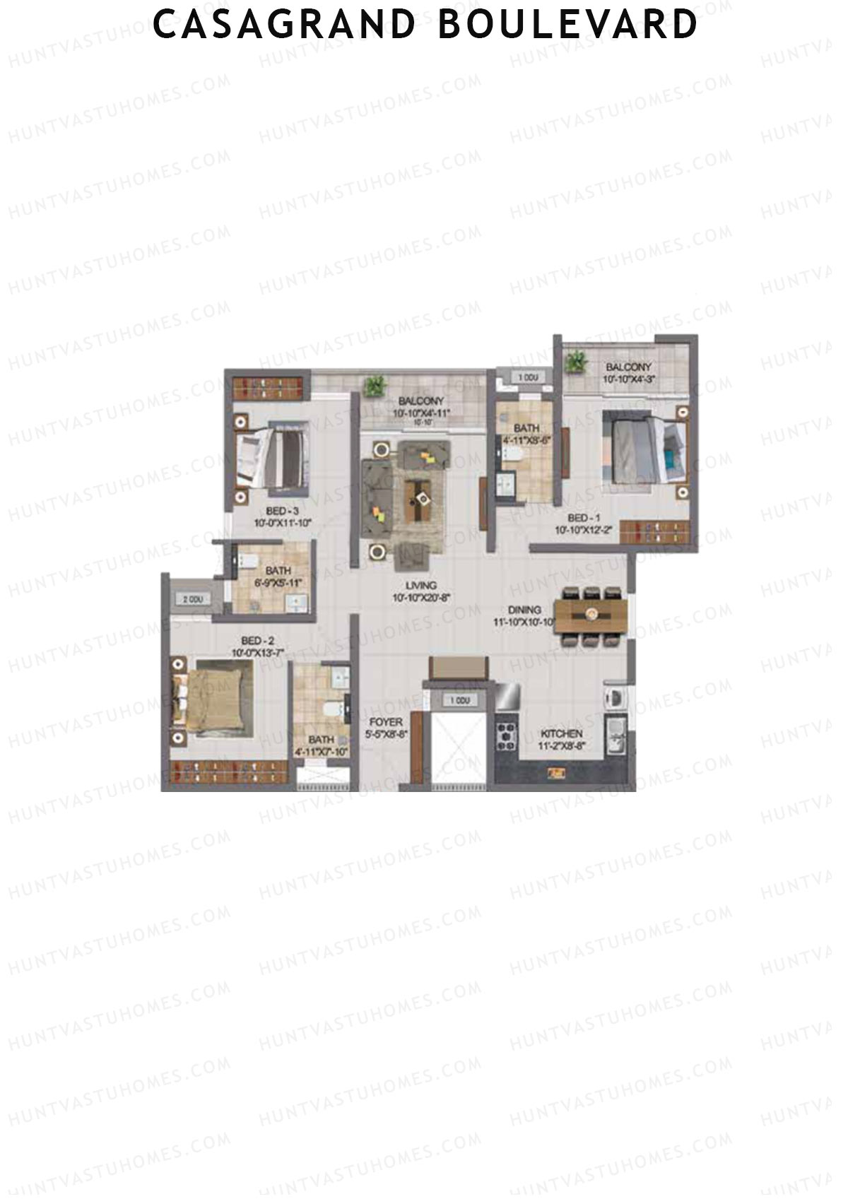 Casagrand Boulevard Wing A Unit F12 Floor Plan