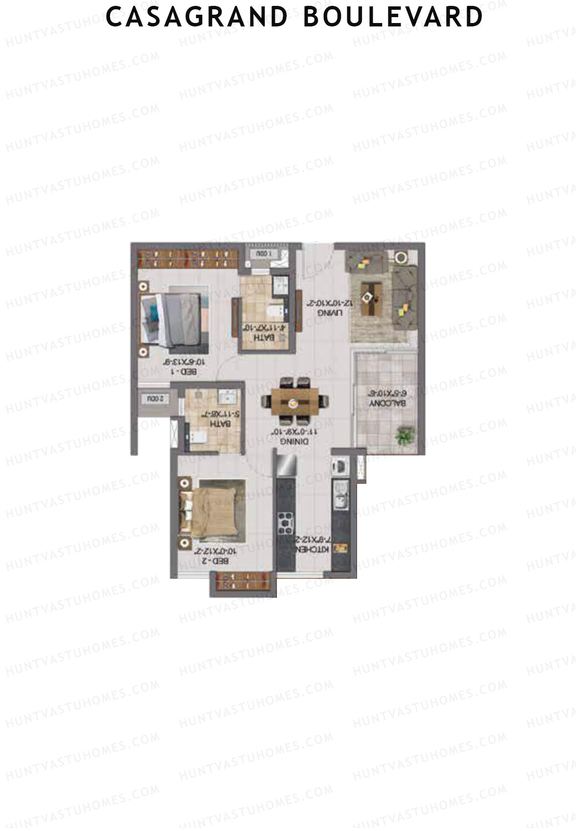 Casagrand Boulevard Wing A Unit F6 Floor Plan
