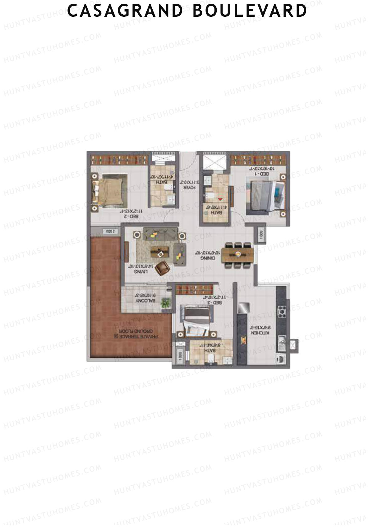 Casagrand Boulevard Wing A Unit F8 Floor Plan