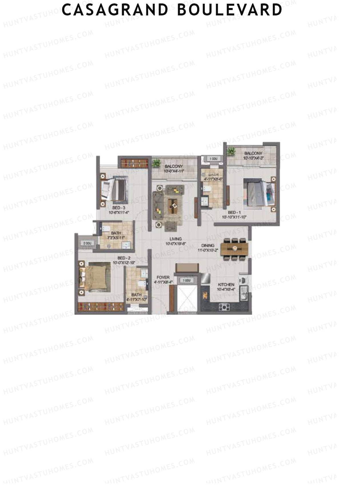 Casagrand Boulevard Wing B Unit G10 Floor Plan