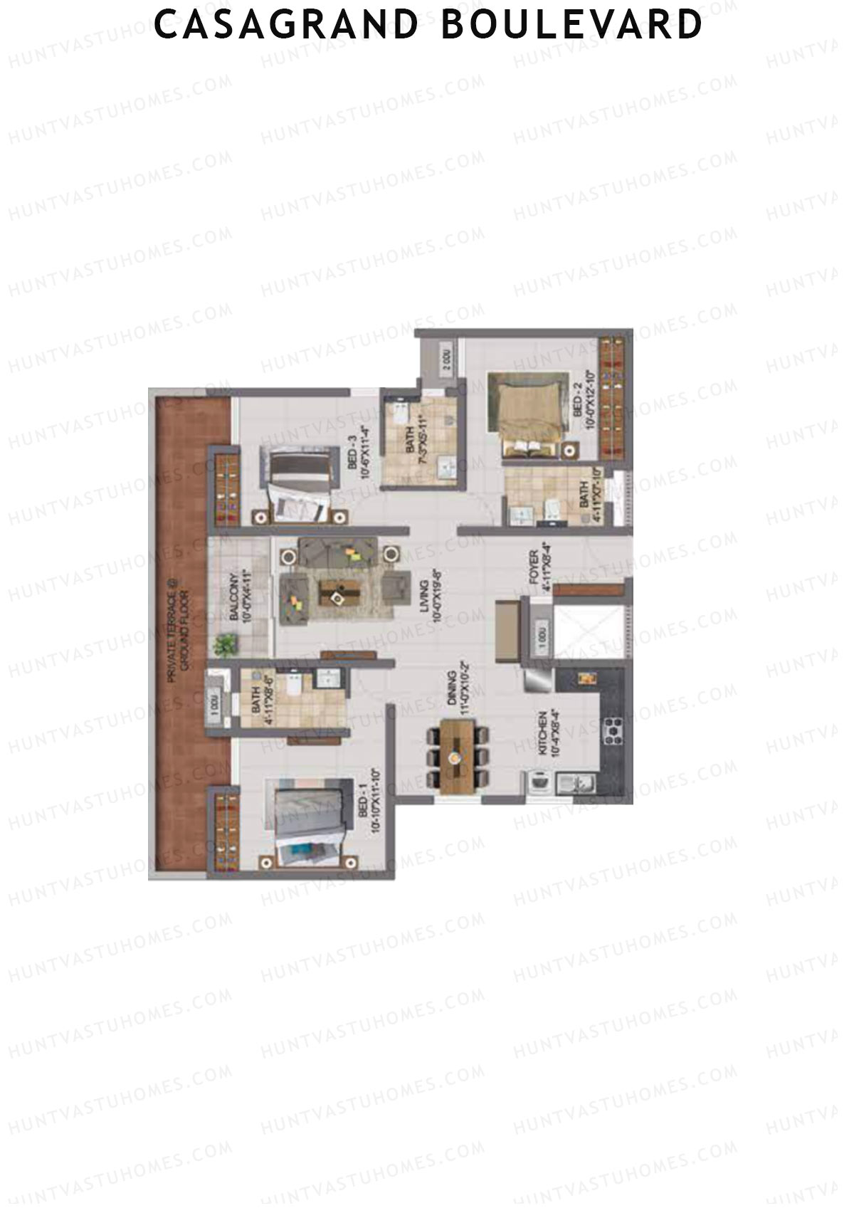 Casagrand Boulevard Wing B Unit G2 Floor Plan