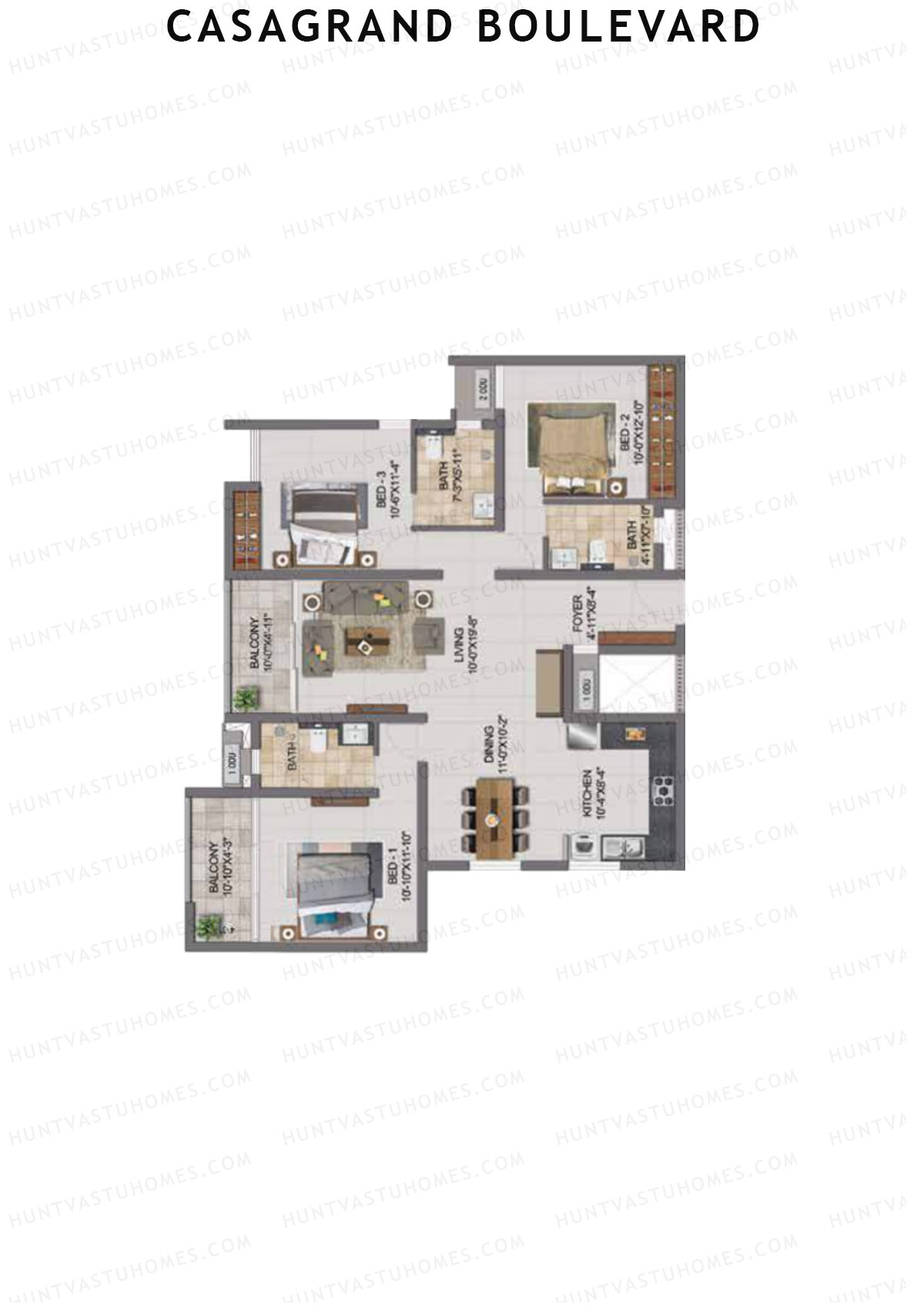 Casagrand Boulevard Wing B Unit G2 Floor Plan