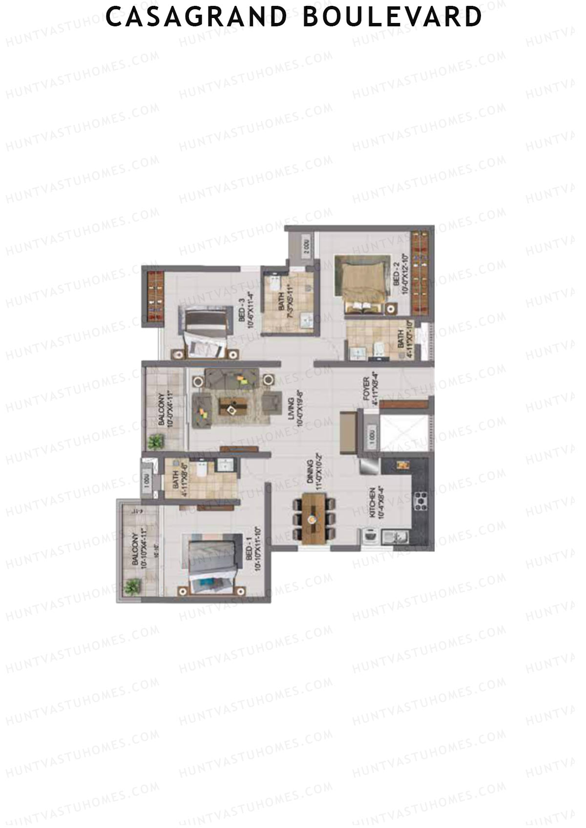 Casagrand Boulevard Wing B Unit G2 Floor Plan