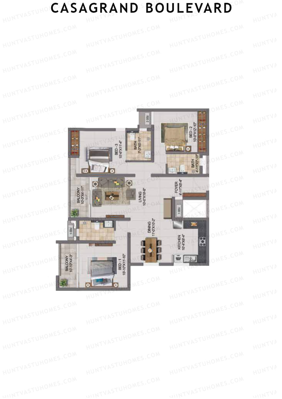 Casagrand Boulevard Wing B Unit G2 Floor Plan