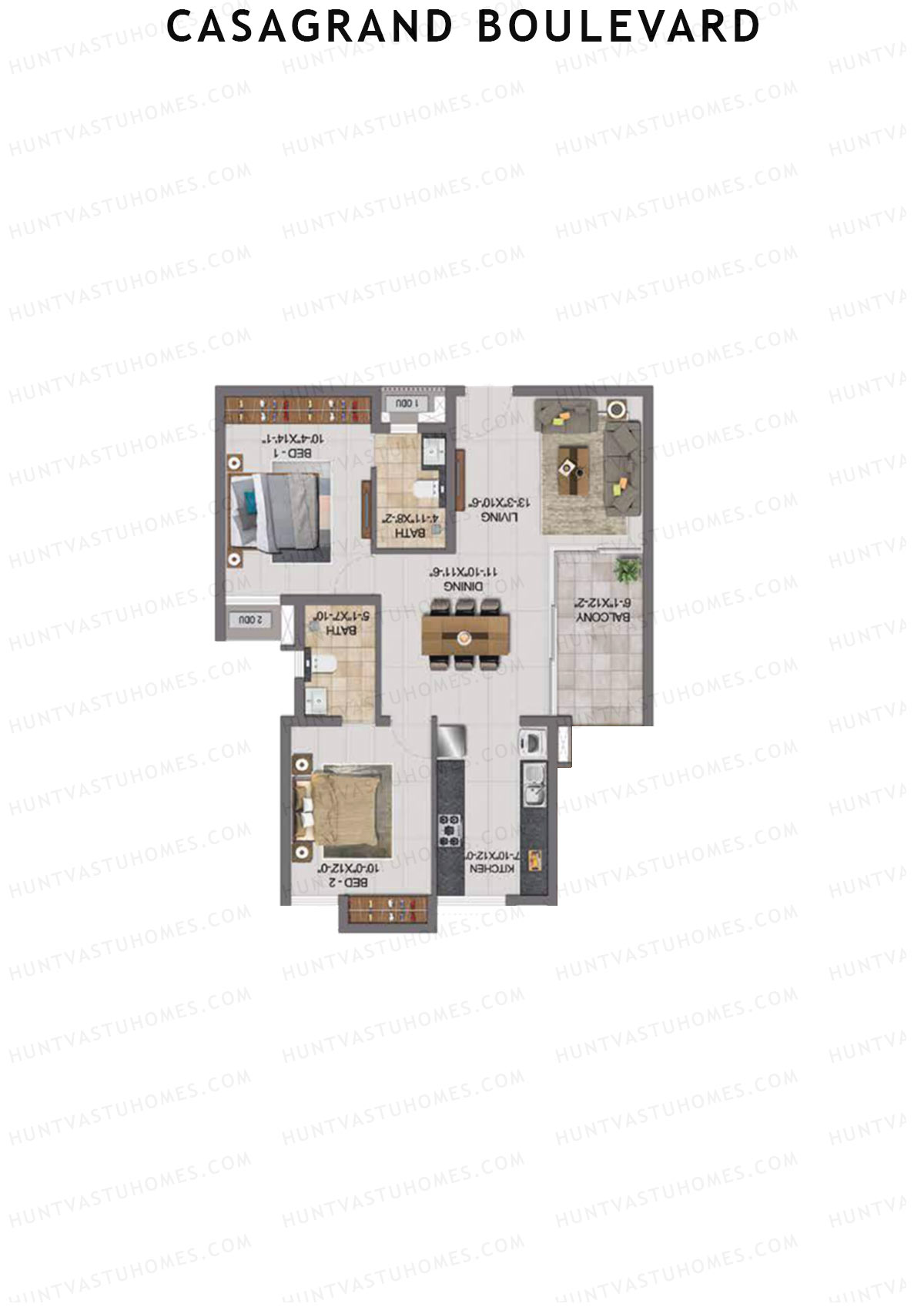 Casagrand Boulevard Wing B Unit G7 Floor Plan