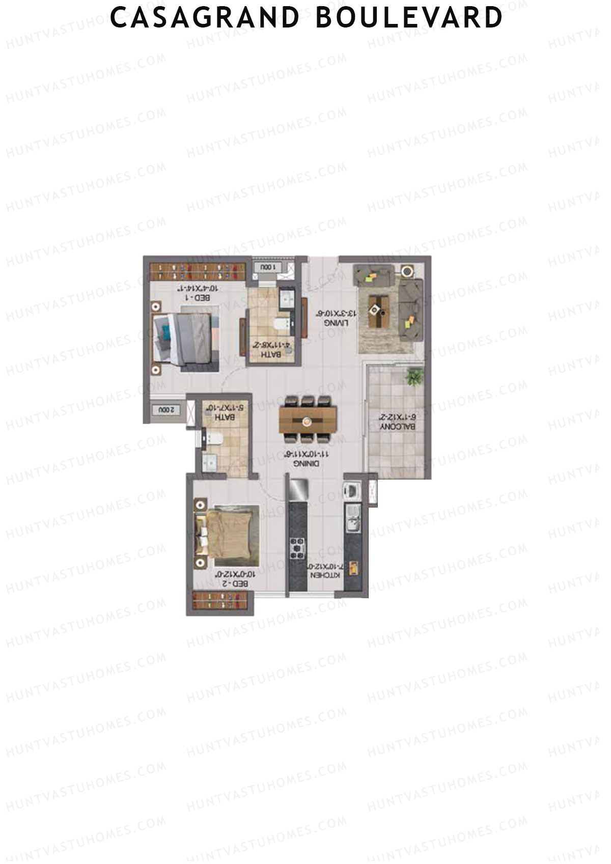 Casagrand Boulevard Wing B Unit G8 Floor Plan