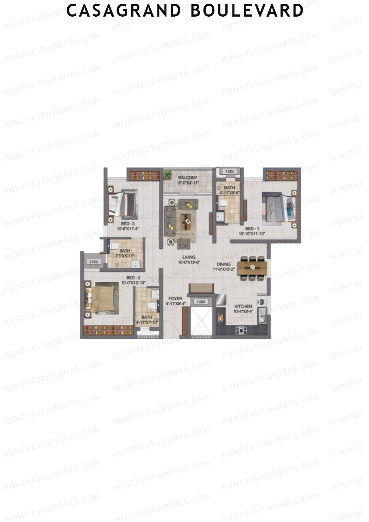 Casagrand Boulevard Wing B Unit G9 Floor Plan