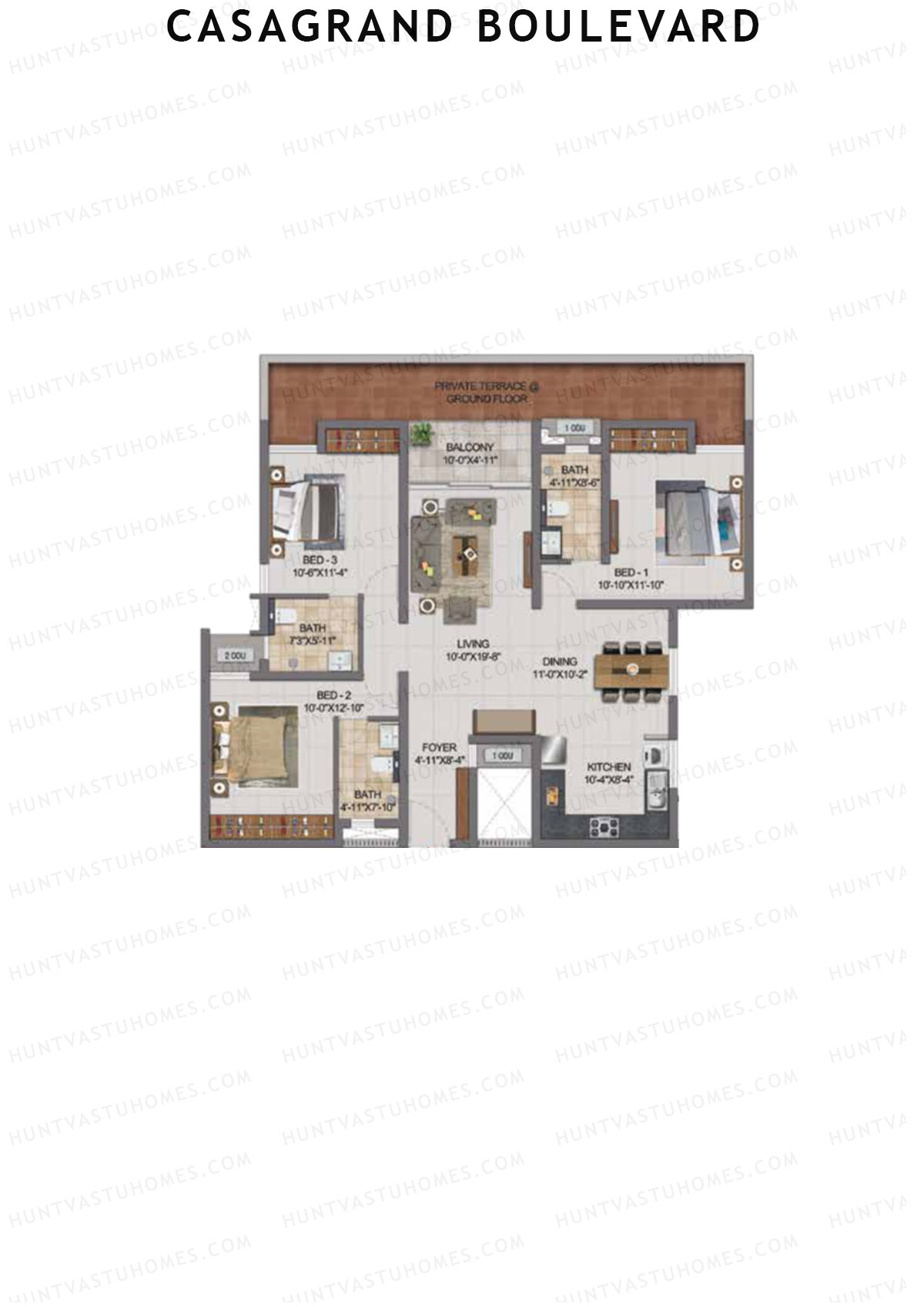 Casagrand Boulevard Wing B Unit G9 Floor Plan
