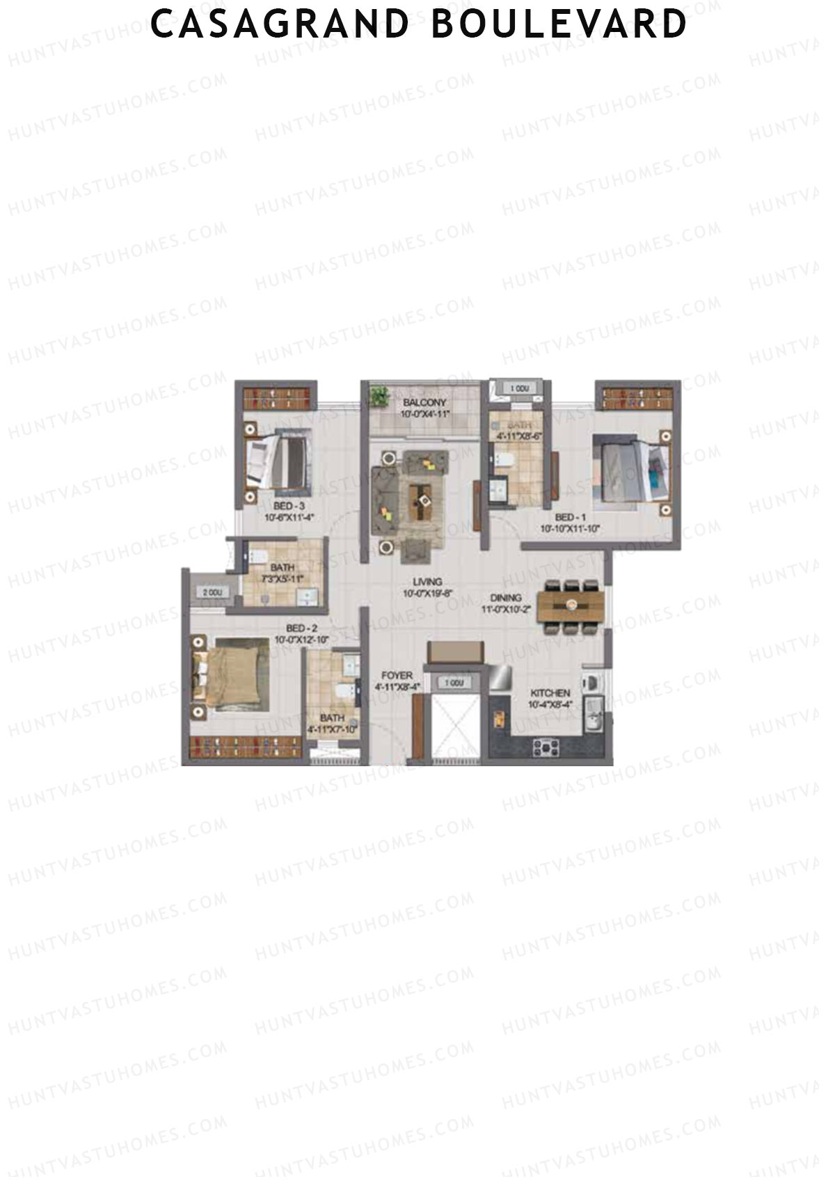Casagrand Boulevard Wing B Unit G9 Floor Plan