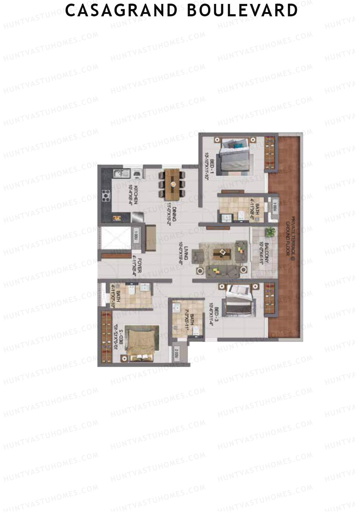 Casagrand Boulevard Wing B Unit H10 Floor Plan