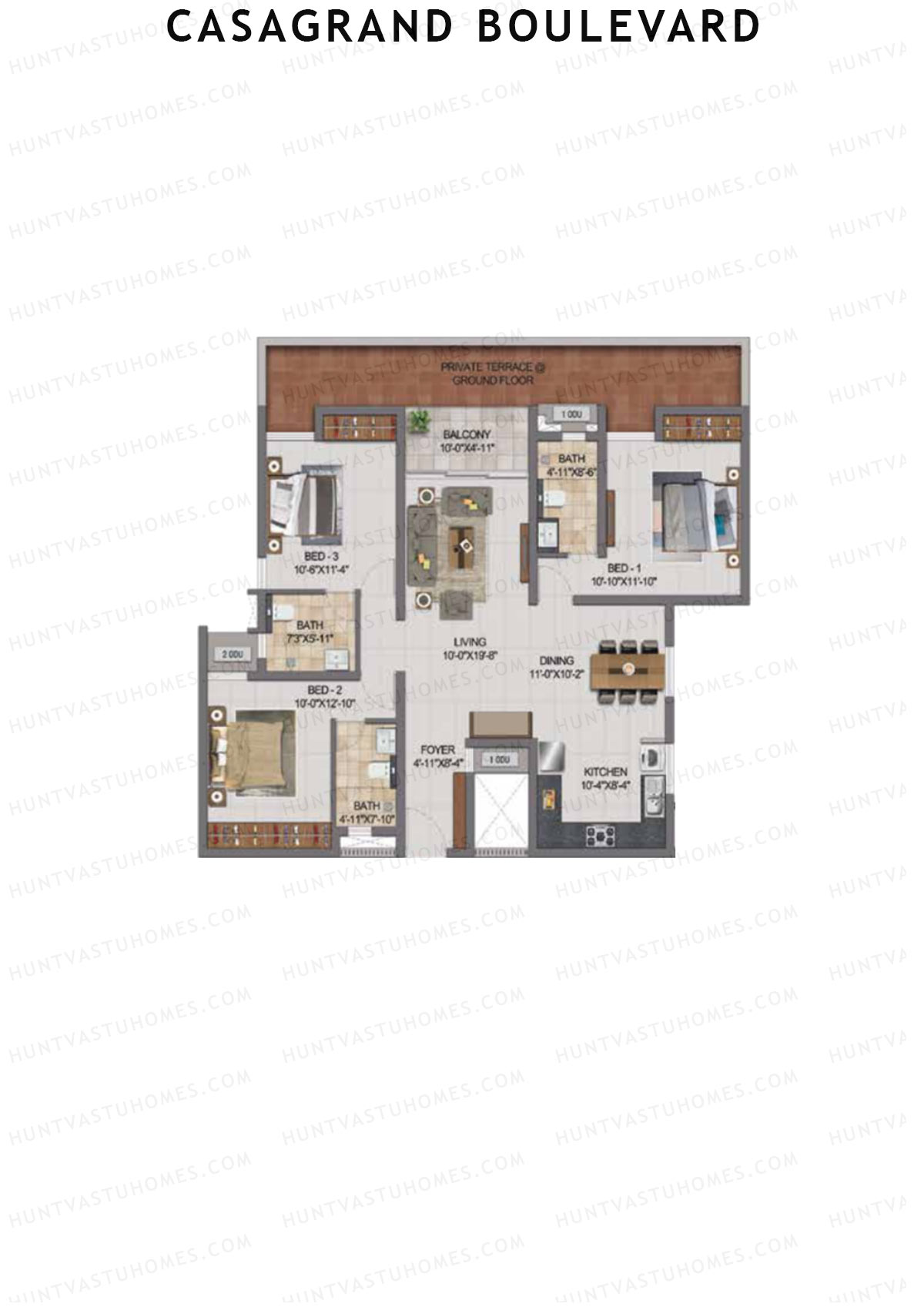 Casagrand Boulevard Wing B Unit H1 Floor Plan