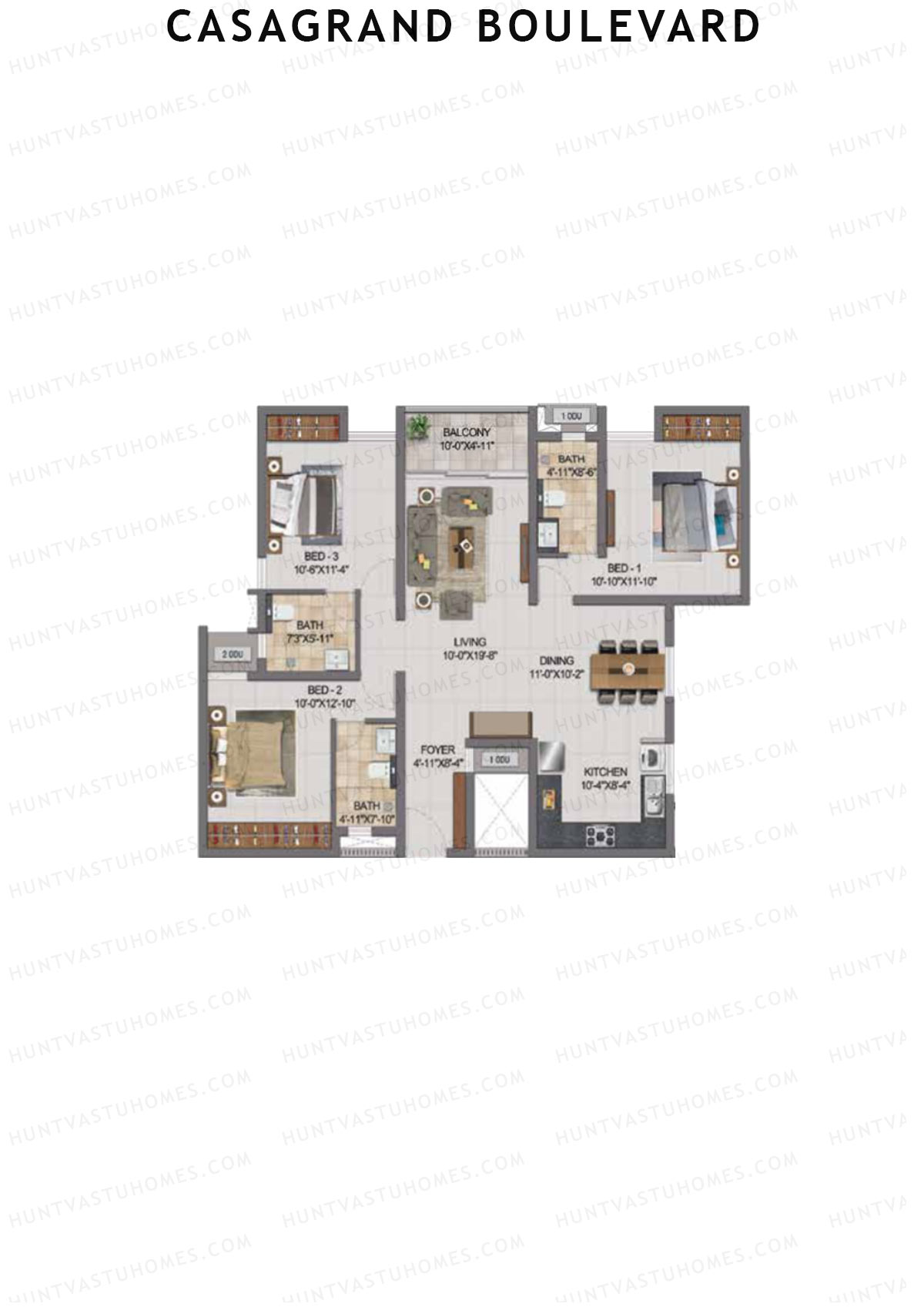 Casagrand Boulevard Wing B Unit H1 Floor Plan