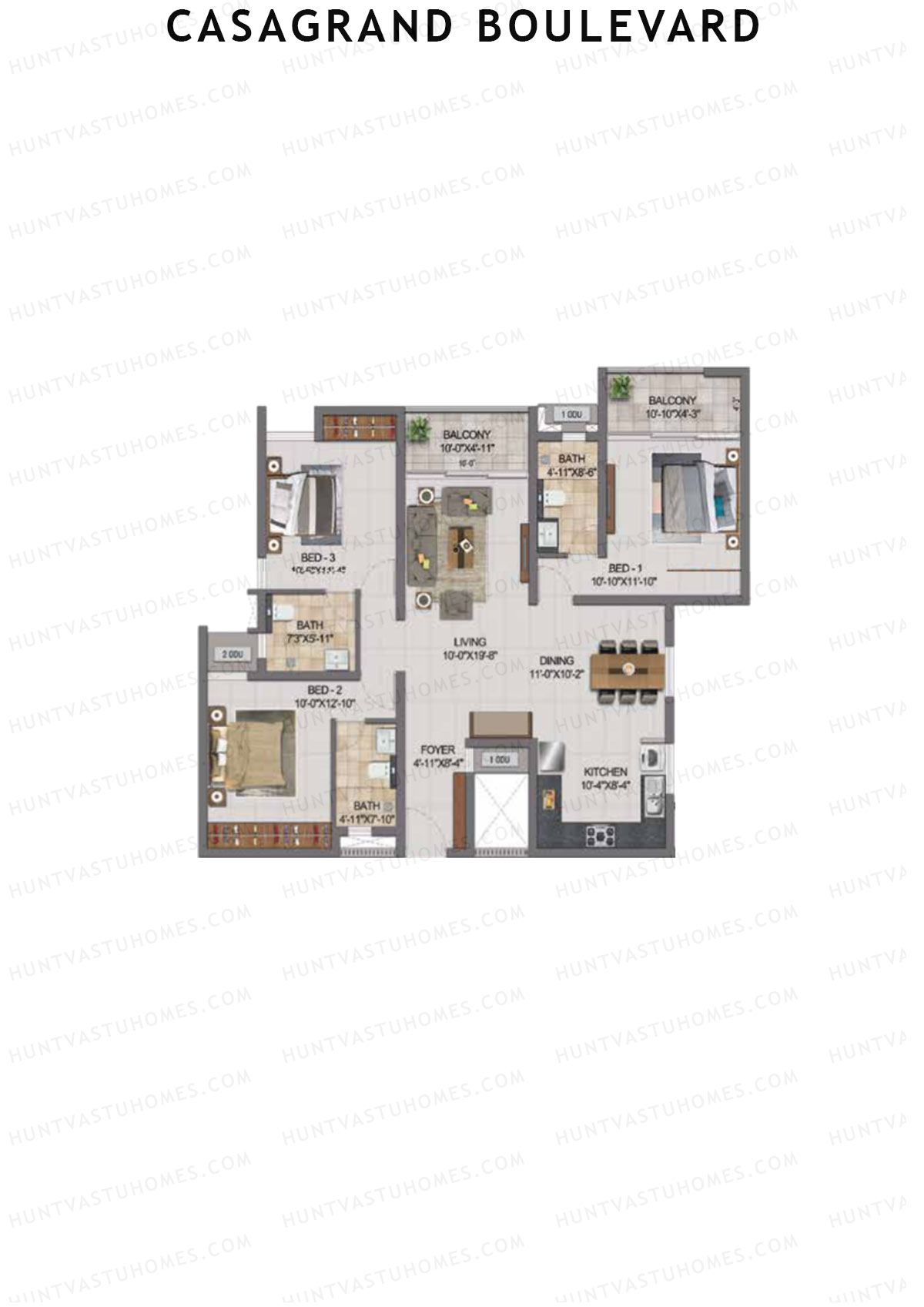 Casagrand Boulevard Wing B Unit H1 Floor Plan