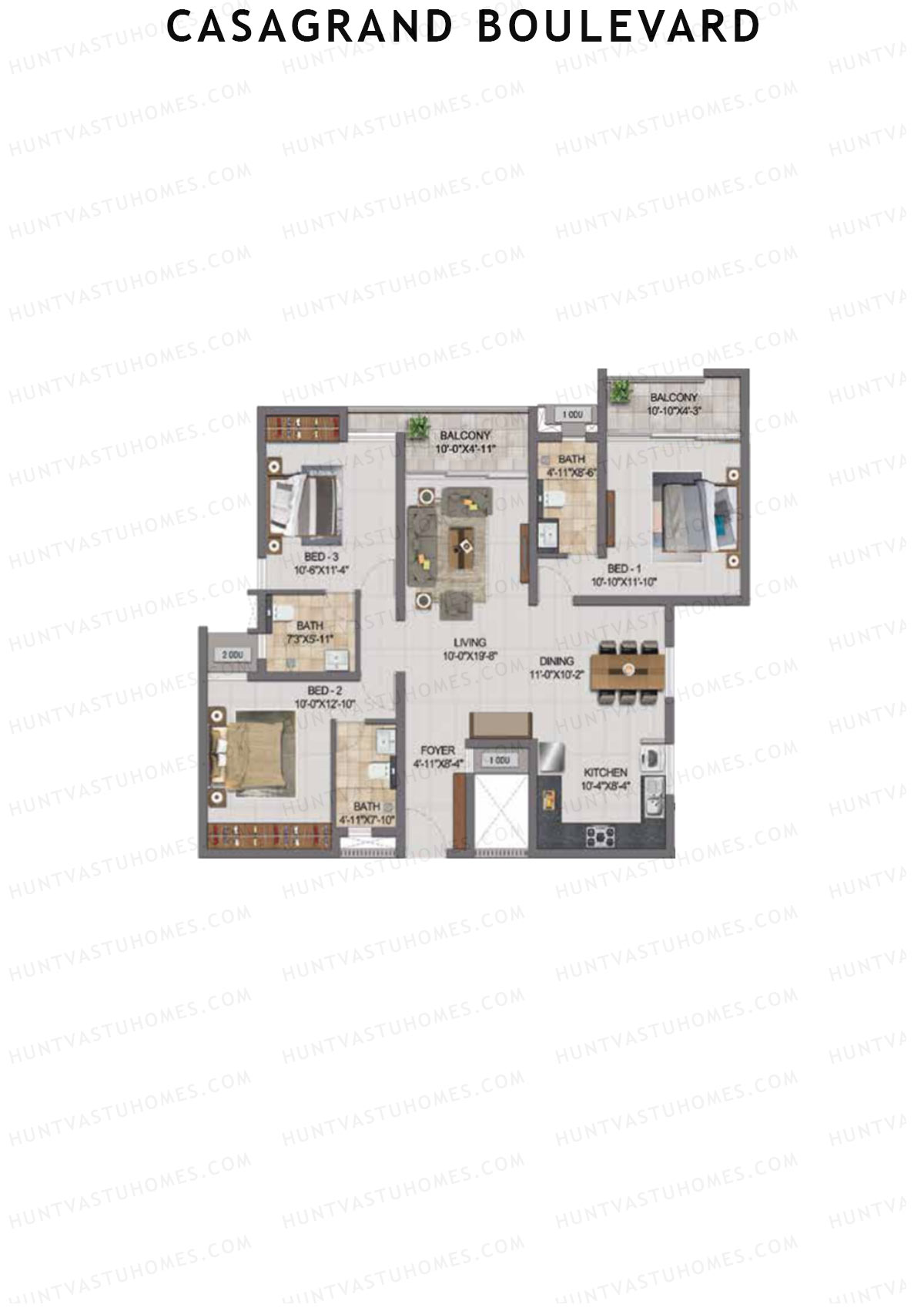 Casagrand Boulevard Wing B Unit H1 Floor Plan