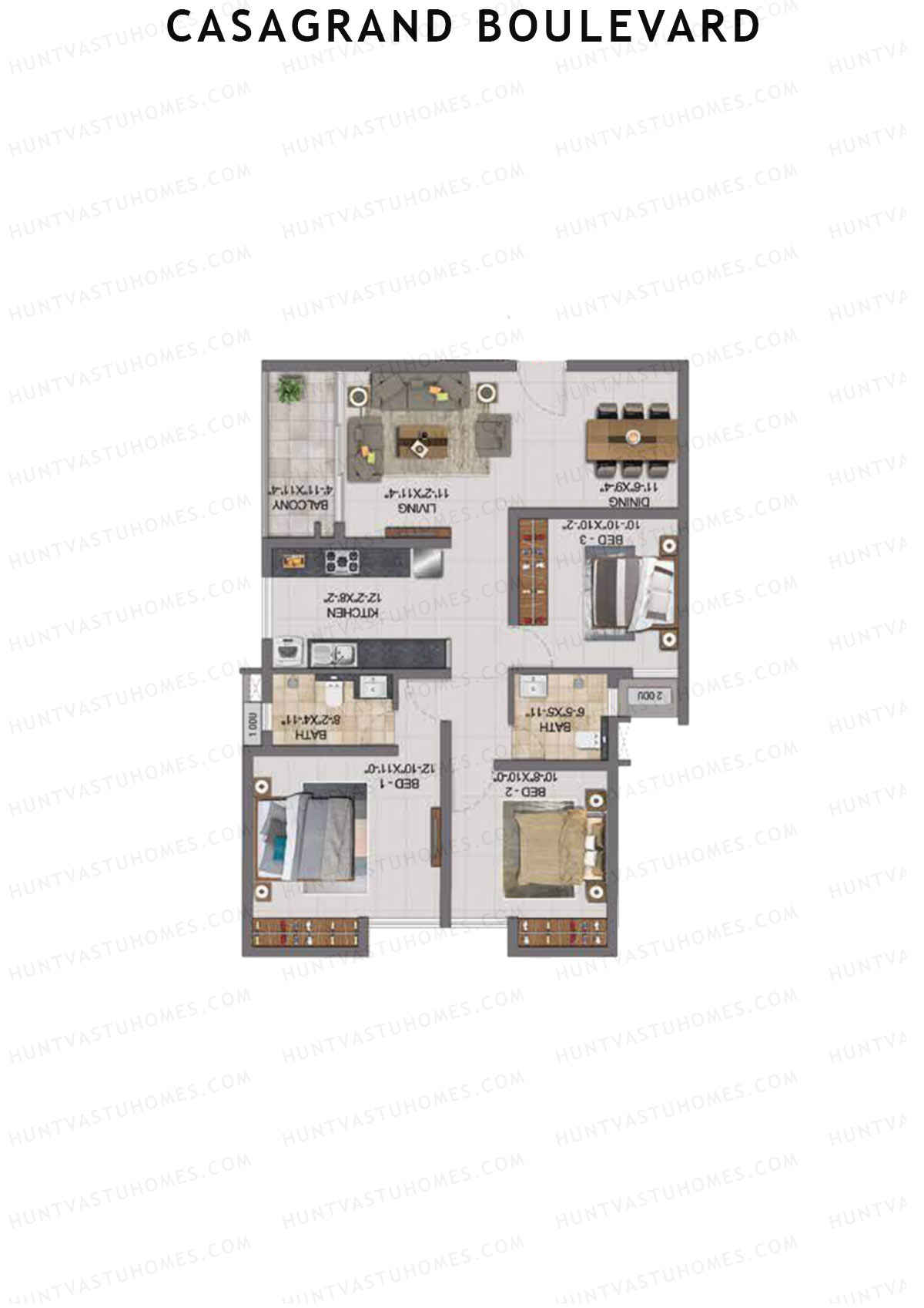 Casagrand Boulevard Wing B Unit H5 Floor Plan