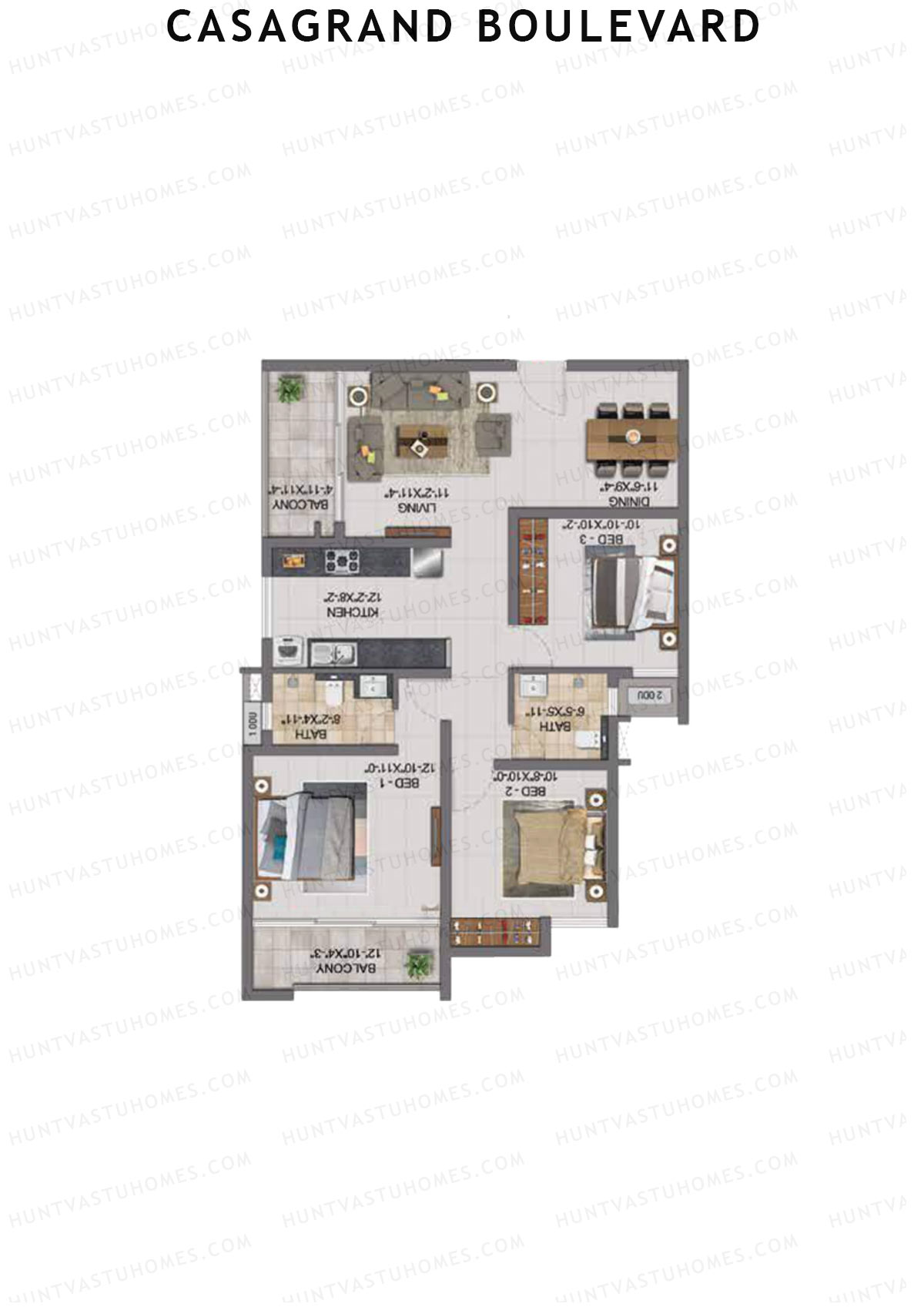 Casagrand Boulevard Wing B Unit H5 Floor Plan