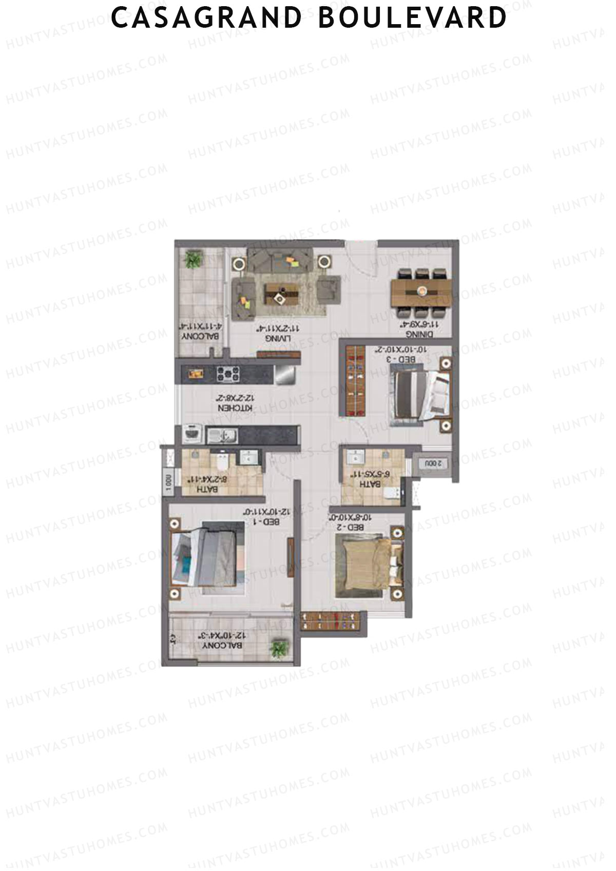 Casagrand Boulevard Wing B Unit H5 Floor Plan
