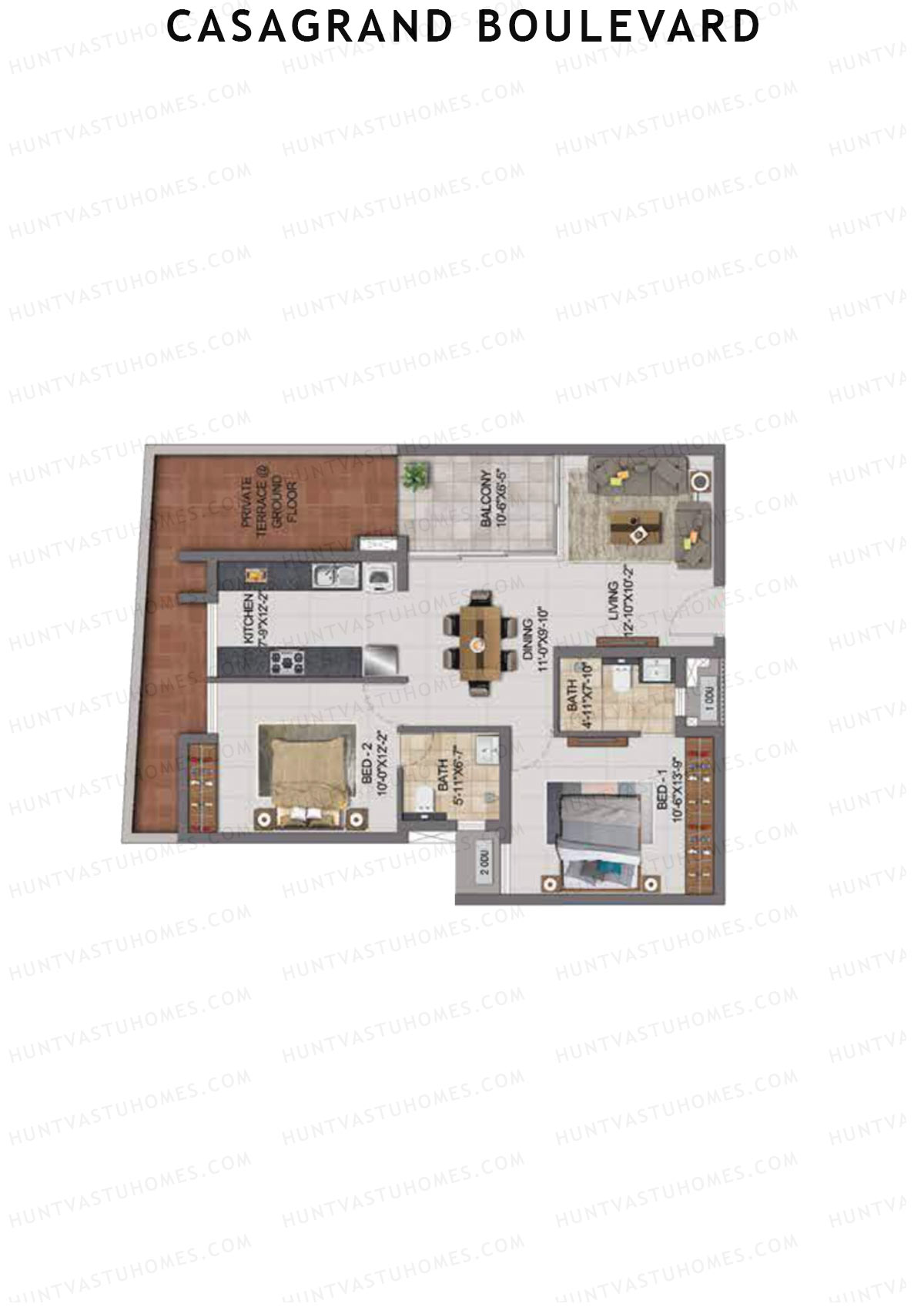 Casagrand Boulevard Wing B Unit H6 Floor Plan