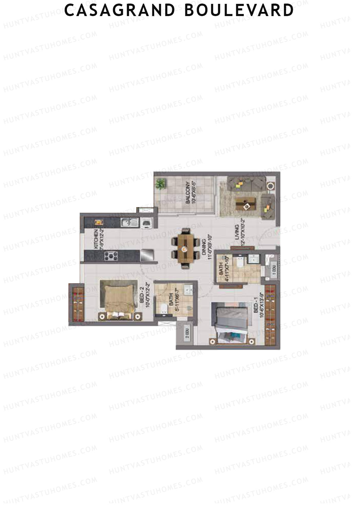 Casagrand Boulevard Wing B Unit H7 Floor Plan