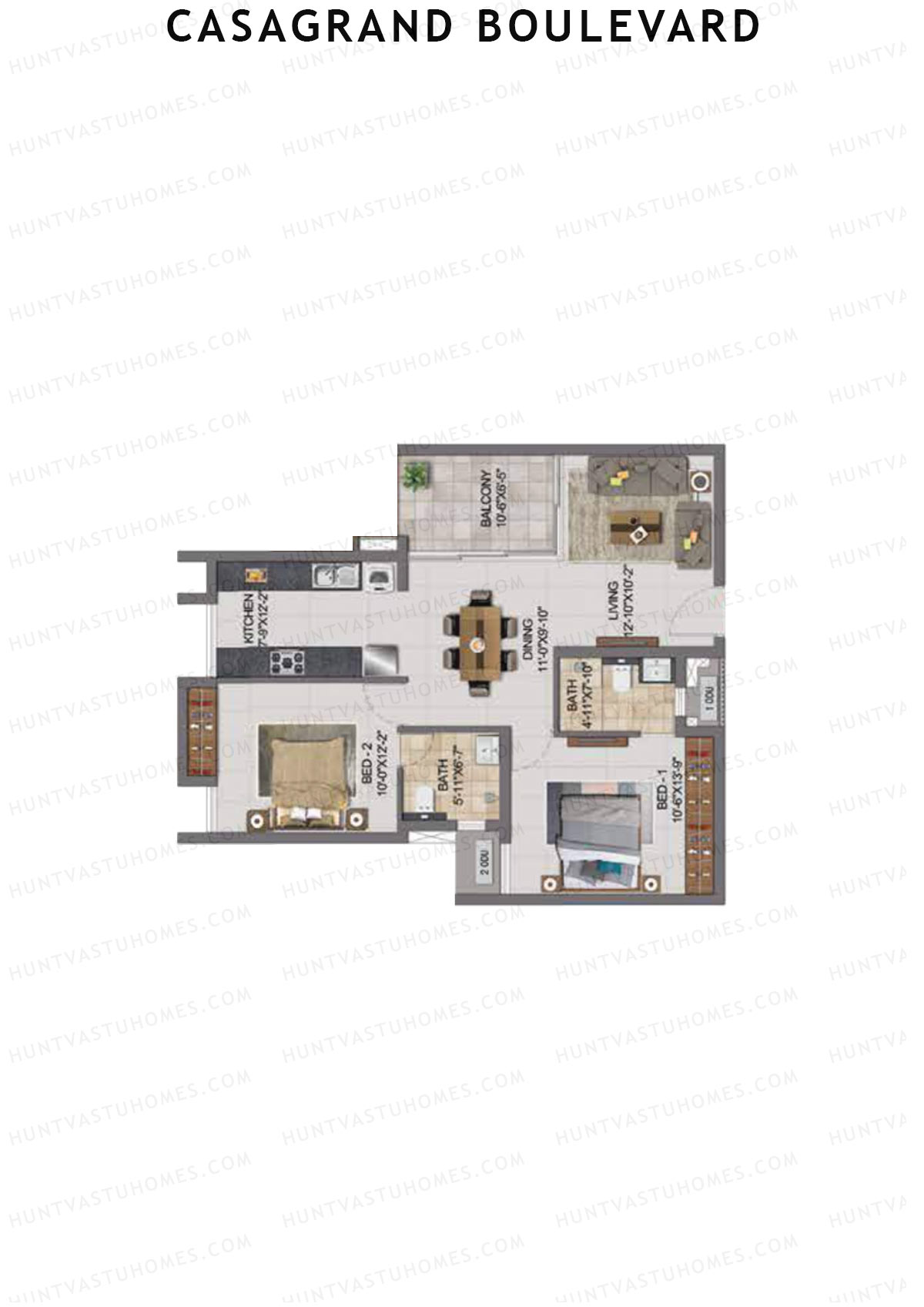 Casagrand Boulevard Wing B Unit H7 Floor Plan