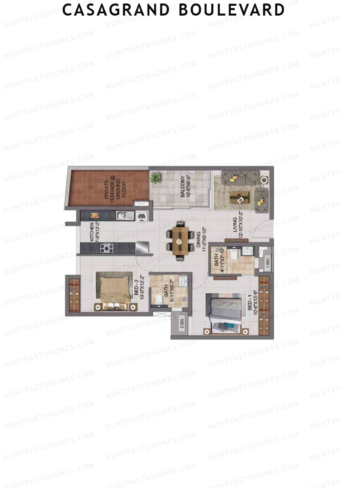 Casagrand Boulevard Wing B Unit H9 Floor Plan