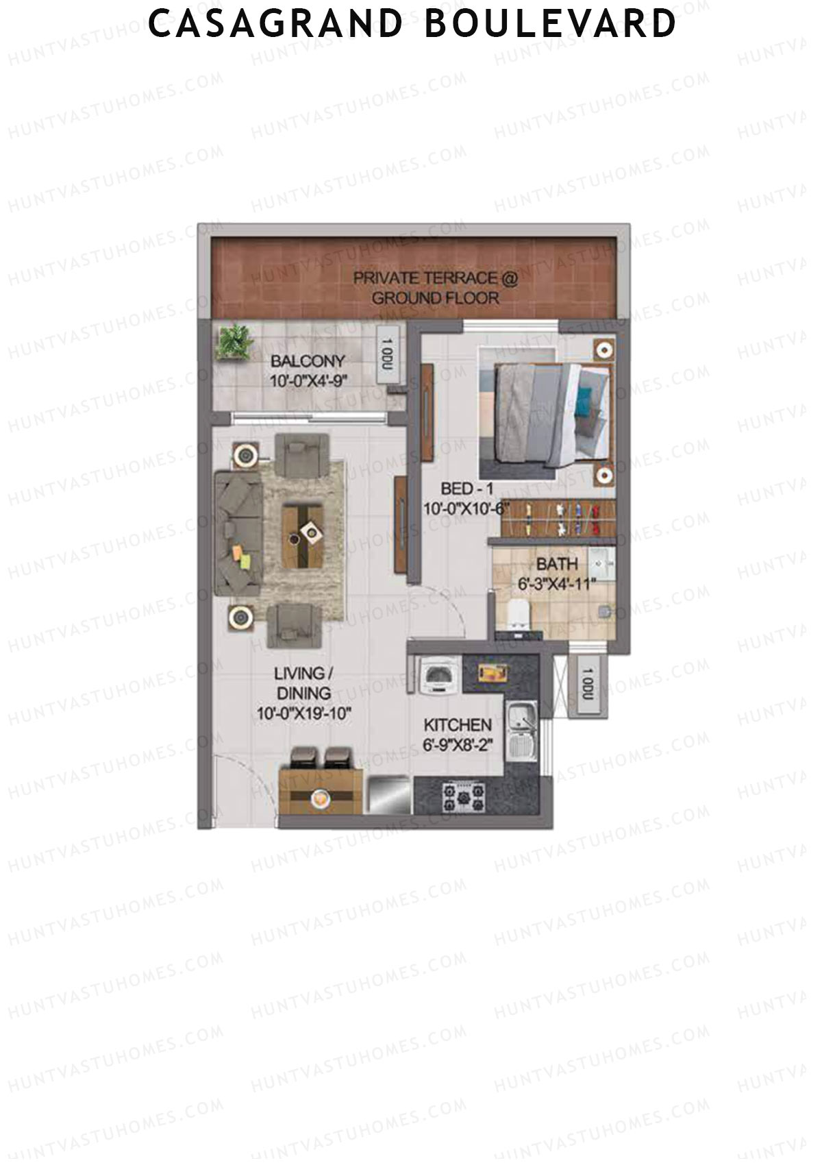 Casagrand Boulevard Wing B Unit J11 Floor Plan
