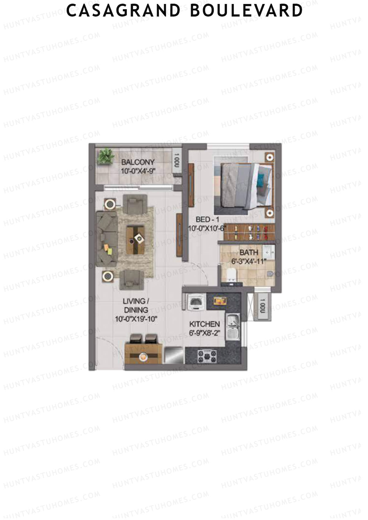 Casagrand Boulevard Wing B Unit J12 Floor Plan