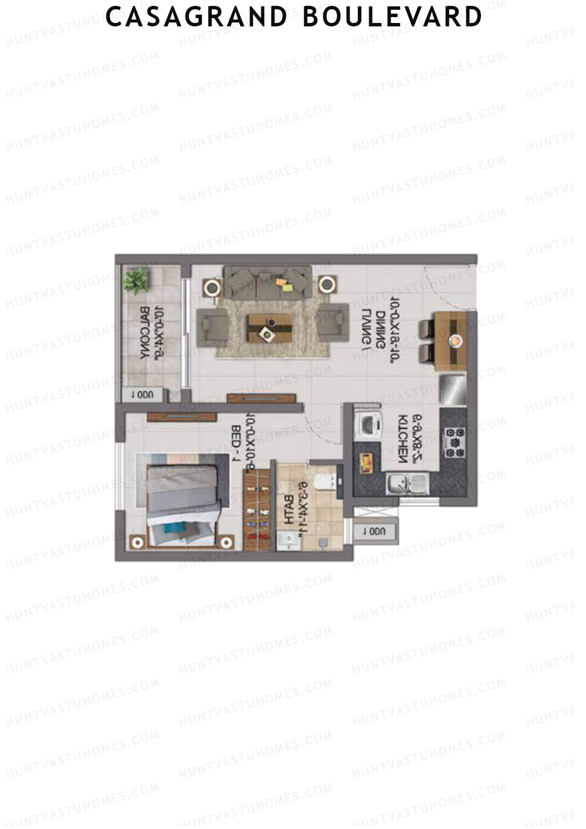 Casagrand Boulevard Wing B Unit J3 Floor Plan