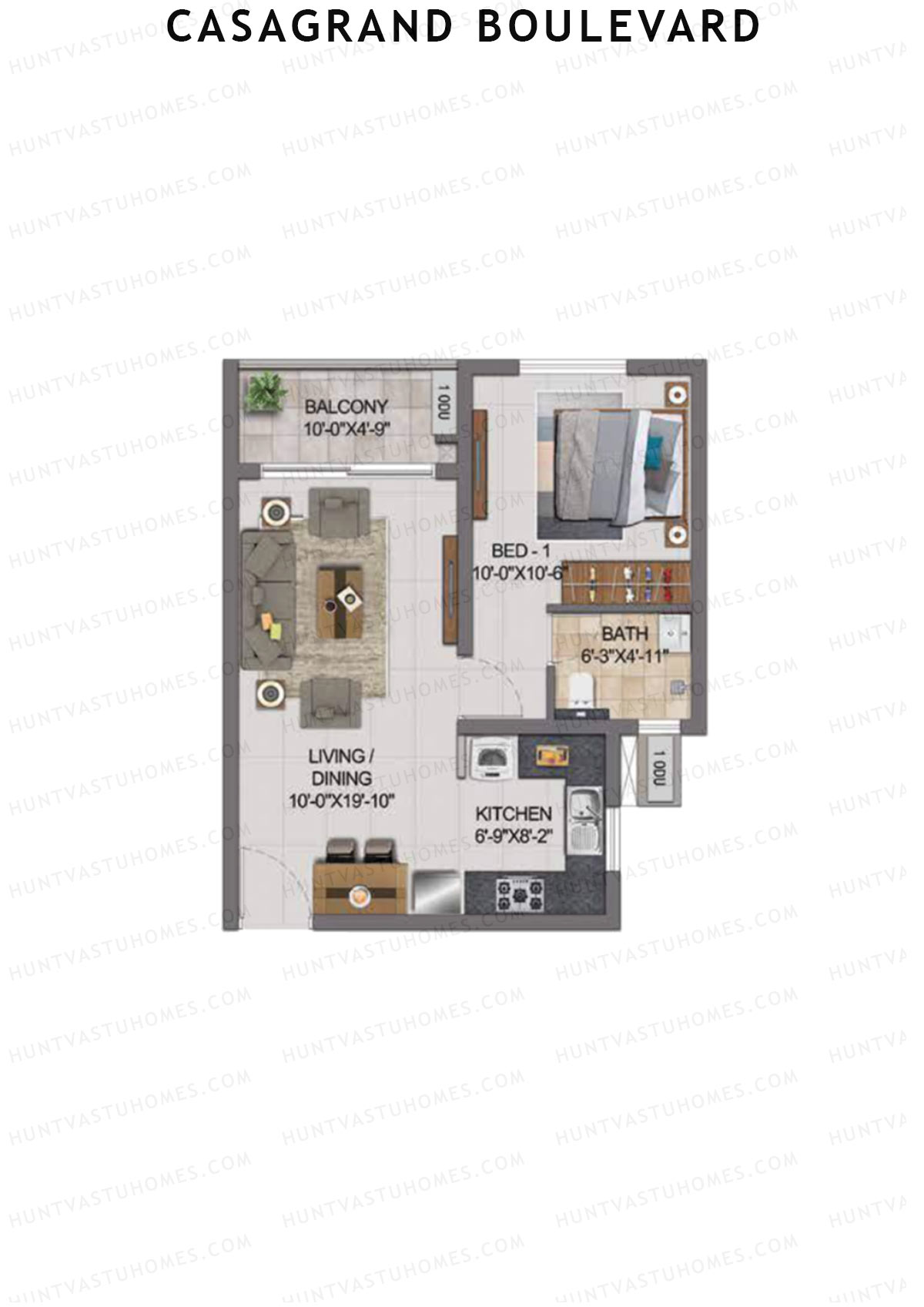 Casagrand Boulevard Wing B Unit J8 Floor Plan