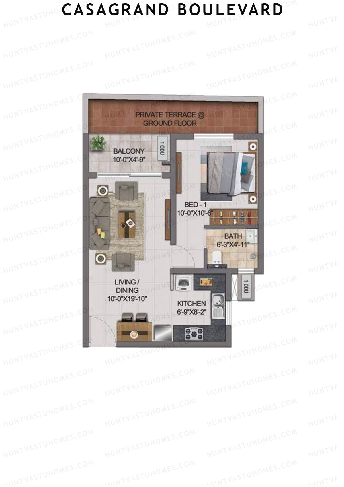 Casagrand Boulevard Wing B Unit J8 Floor Plan