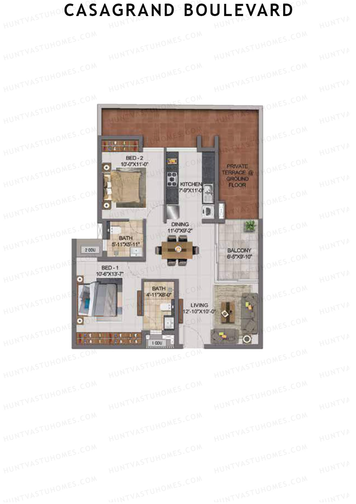 Casagrand Boulevard Wing B Unit K10 Floor Plan