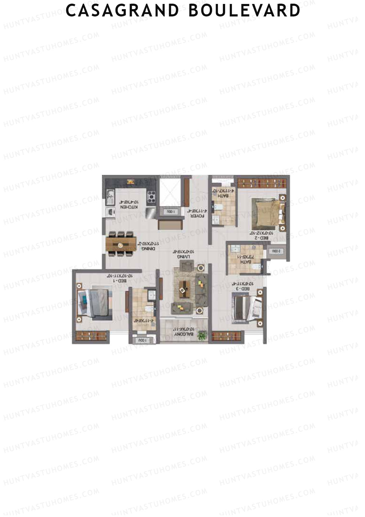 Casagrand Boulevard Wing B Unit K12 Floor Plan