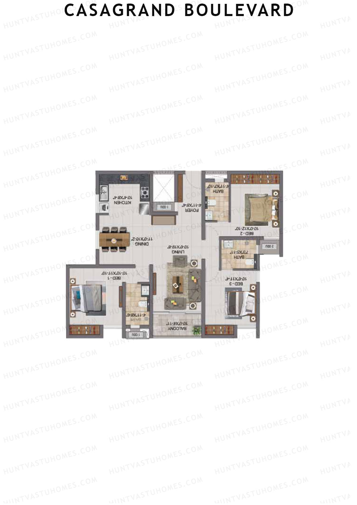 Casagrand Boulevard Wing B Unit K13 Floor Plan