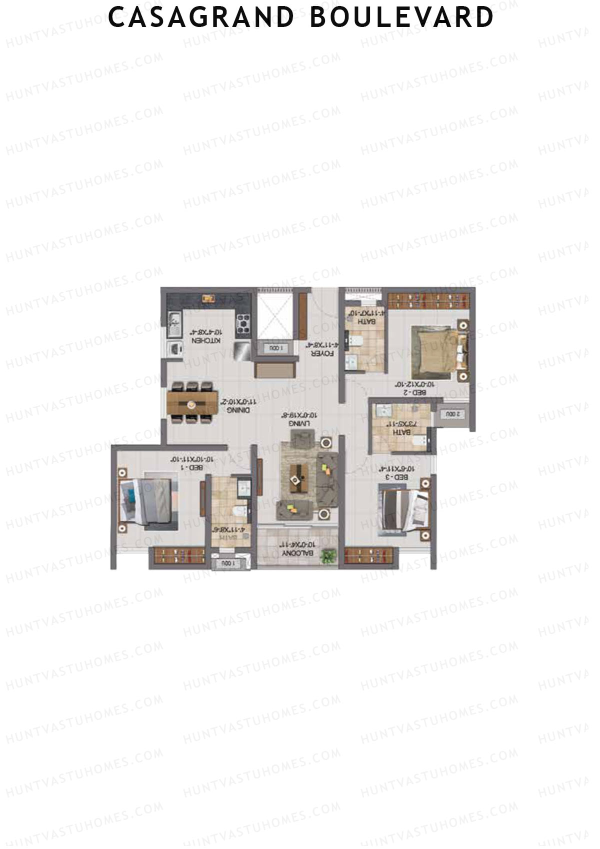 Casagrand Boulevard Wing B Unit K13 Floor Plan