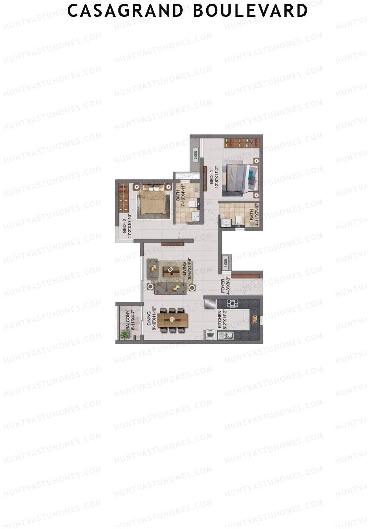 Casagrand Boulevard Wing B Unit K4 Floor Plan