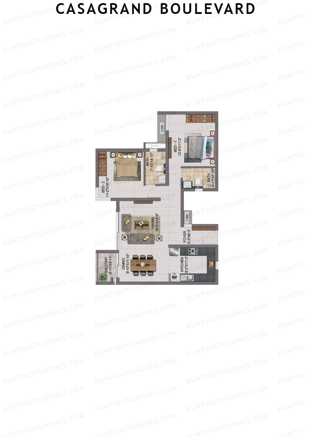 Casagrand Boulevard Wing B Unit K4 Floor Plan